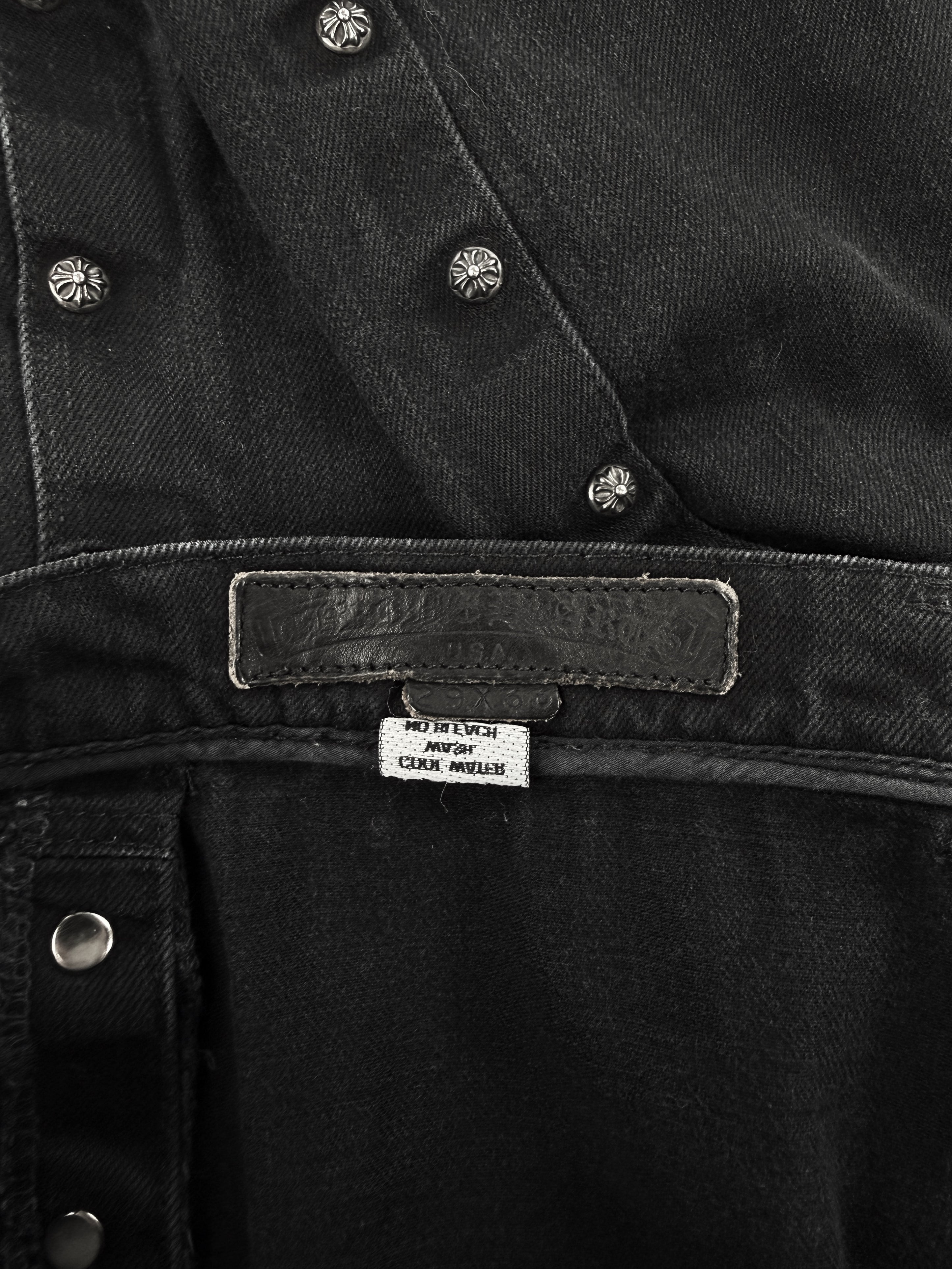 Chrome Hearts Pusher Plus Button Snap Black Denim Jeans