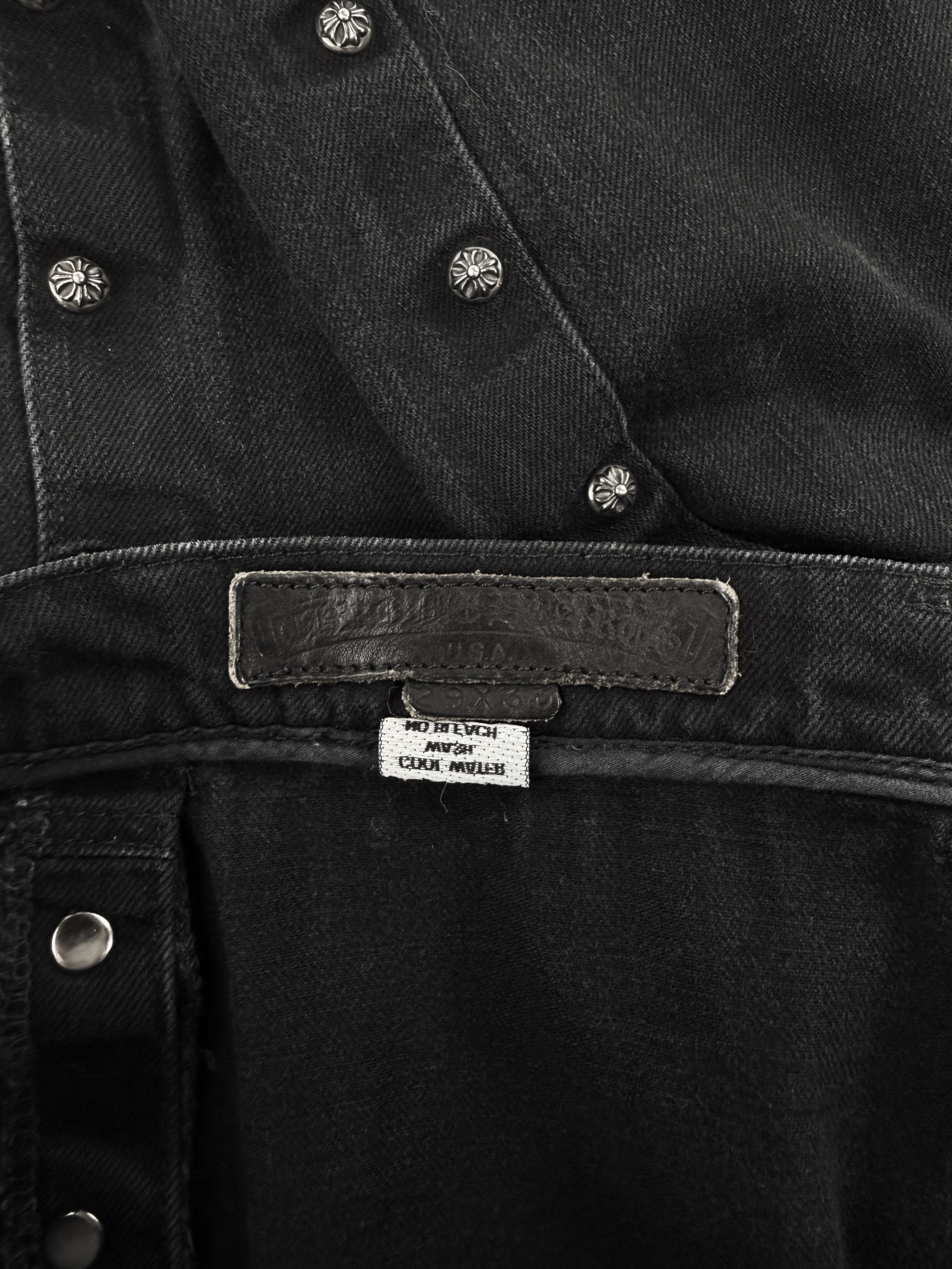 Chrome Hearts Pusher Plus Button Snap Black Denim Jeans