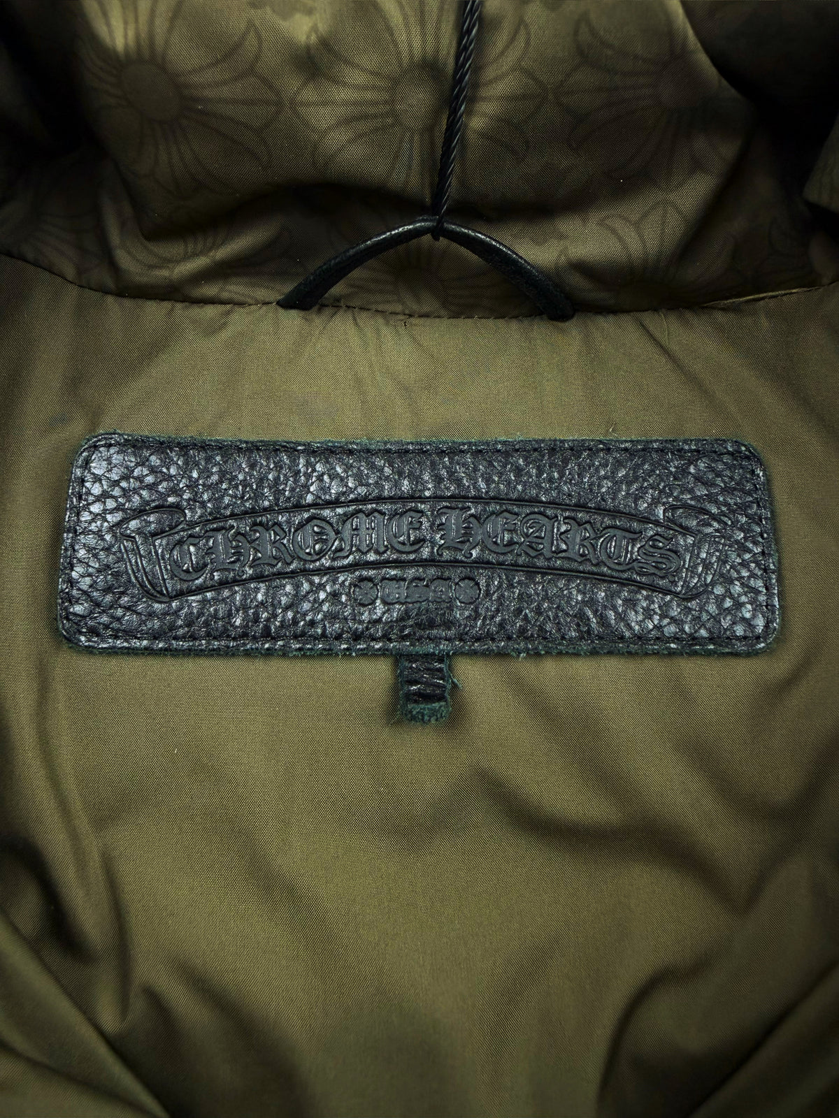 Chrome Hearts Olive Green Monogram Down Fill Puffer Jacket