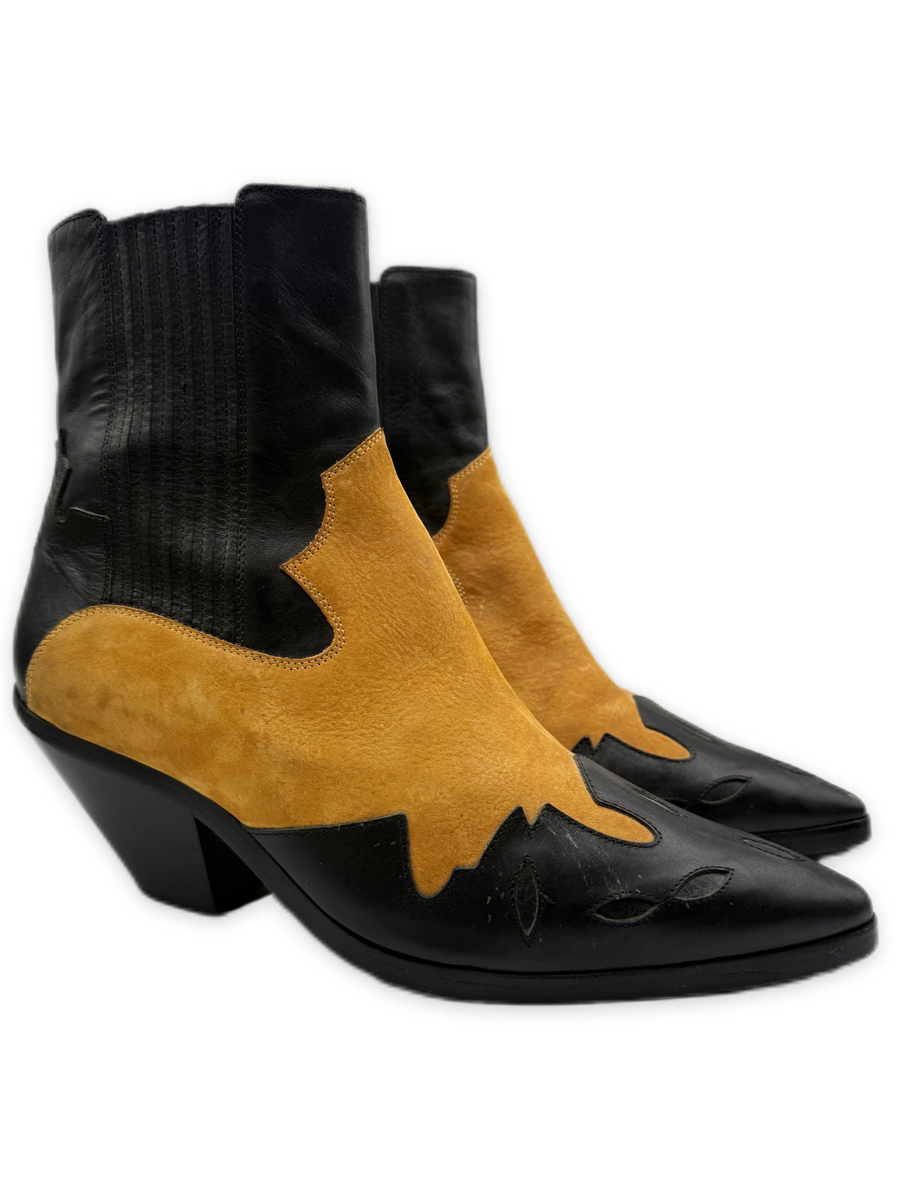 AW20 Enfants Riches Deprimes ‘Midnight’ Suede &amp; Black Leather Cuban Boots
