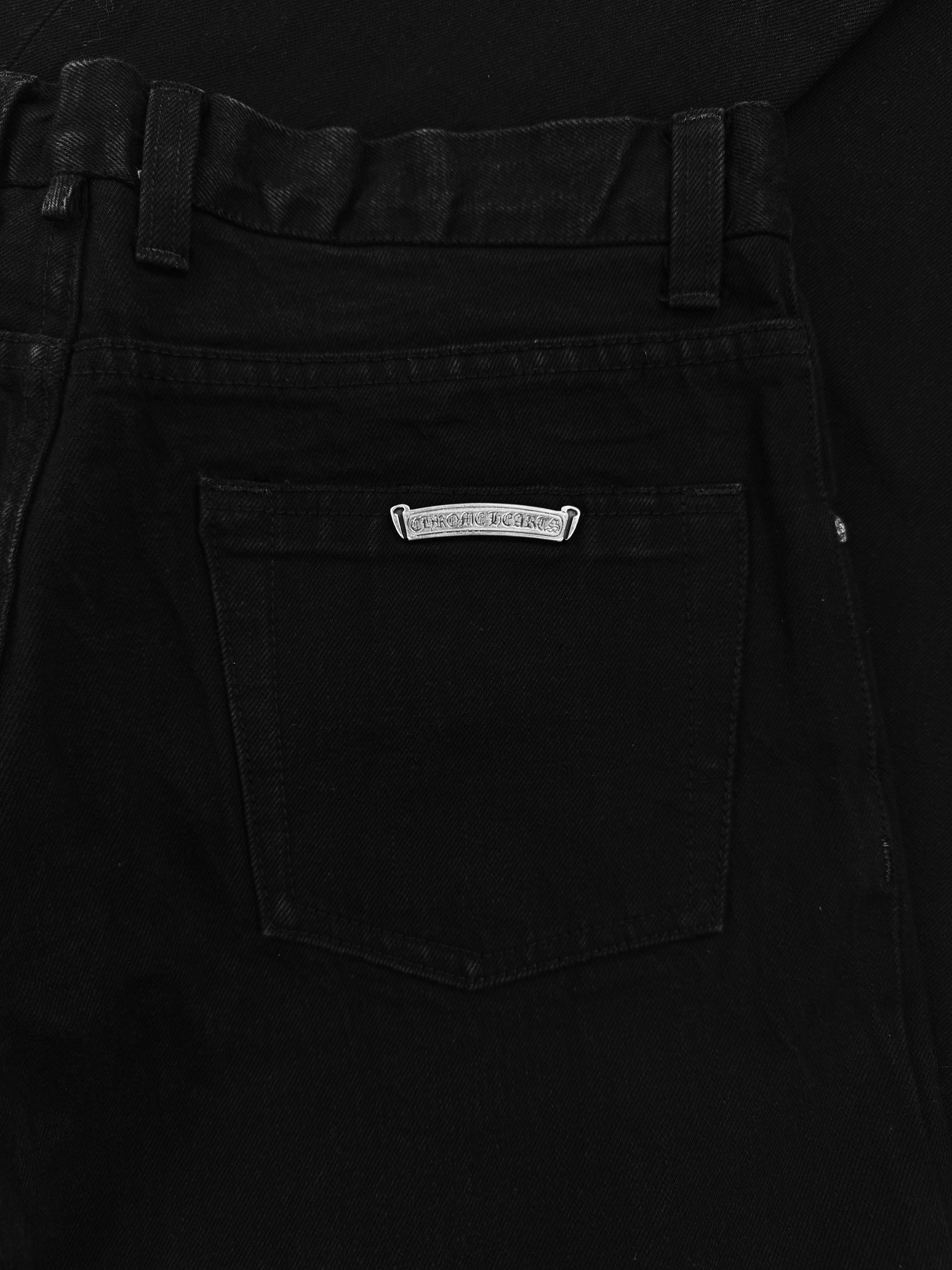 Chrome Hearts Flared Cut Black .925 Silver Denim Jeans