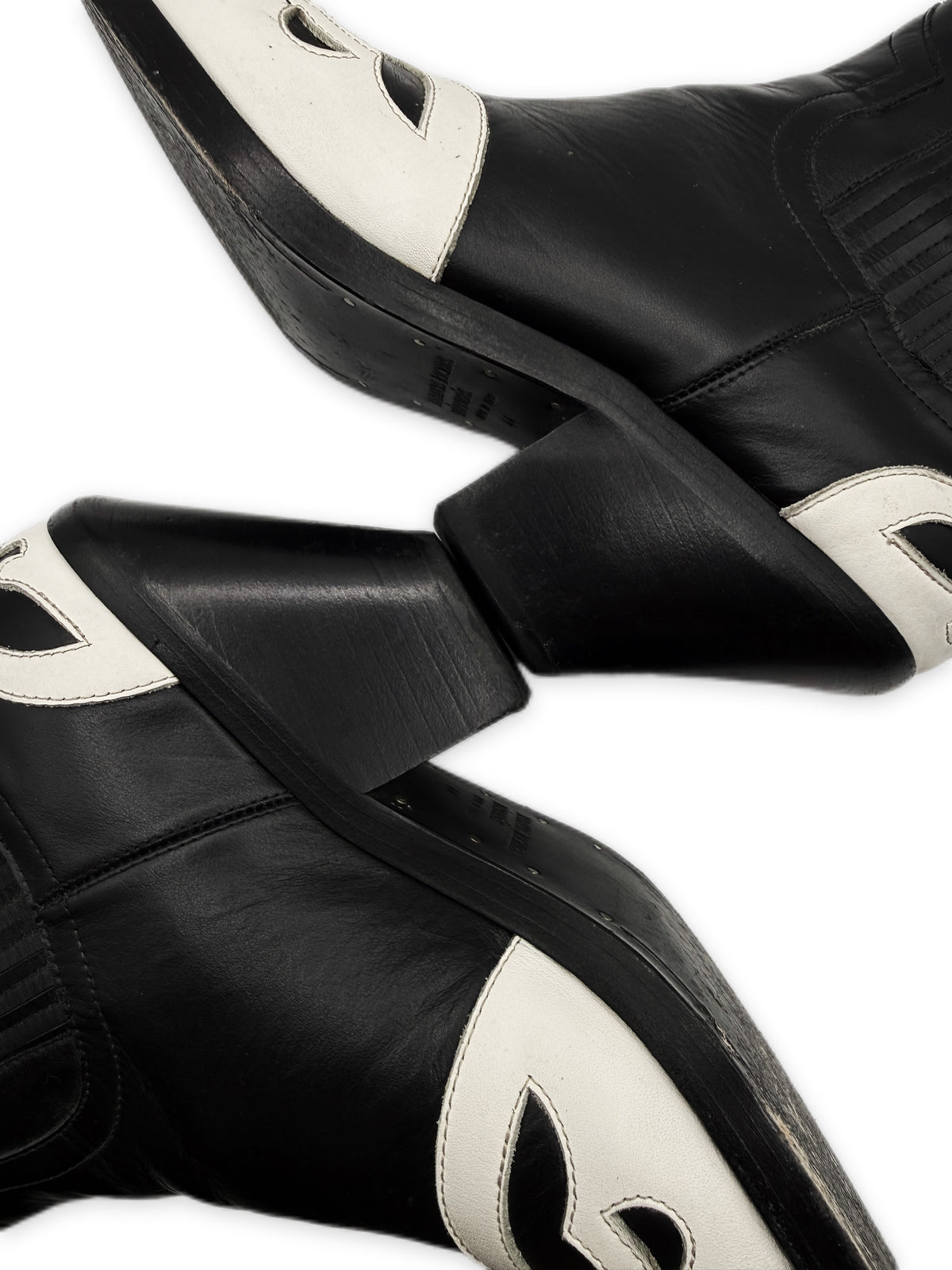 AW20 Enfants Riches Deprimes ‘Midnight’ Black &amp; White Leather Cuban Boots