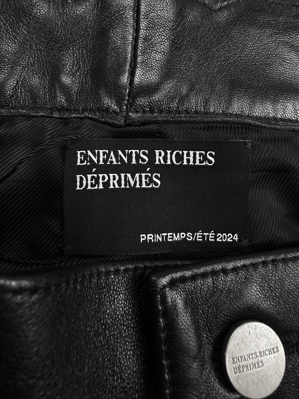 Enfants Riches Deprimes Flared Leather Blue Stitch Pants