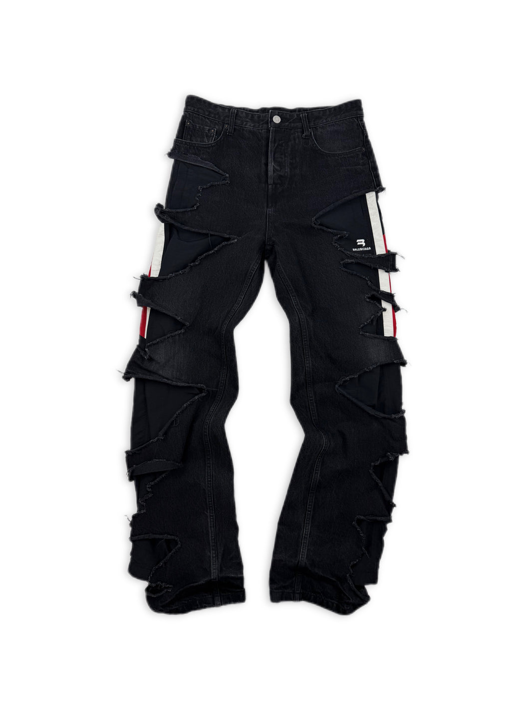 AW21 Balenciaga ‘Afterworld’ Slashed Double B Layered Hybrid Denim Jeans