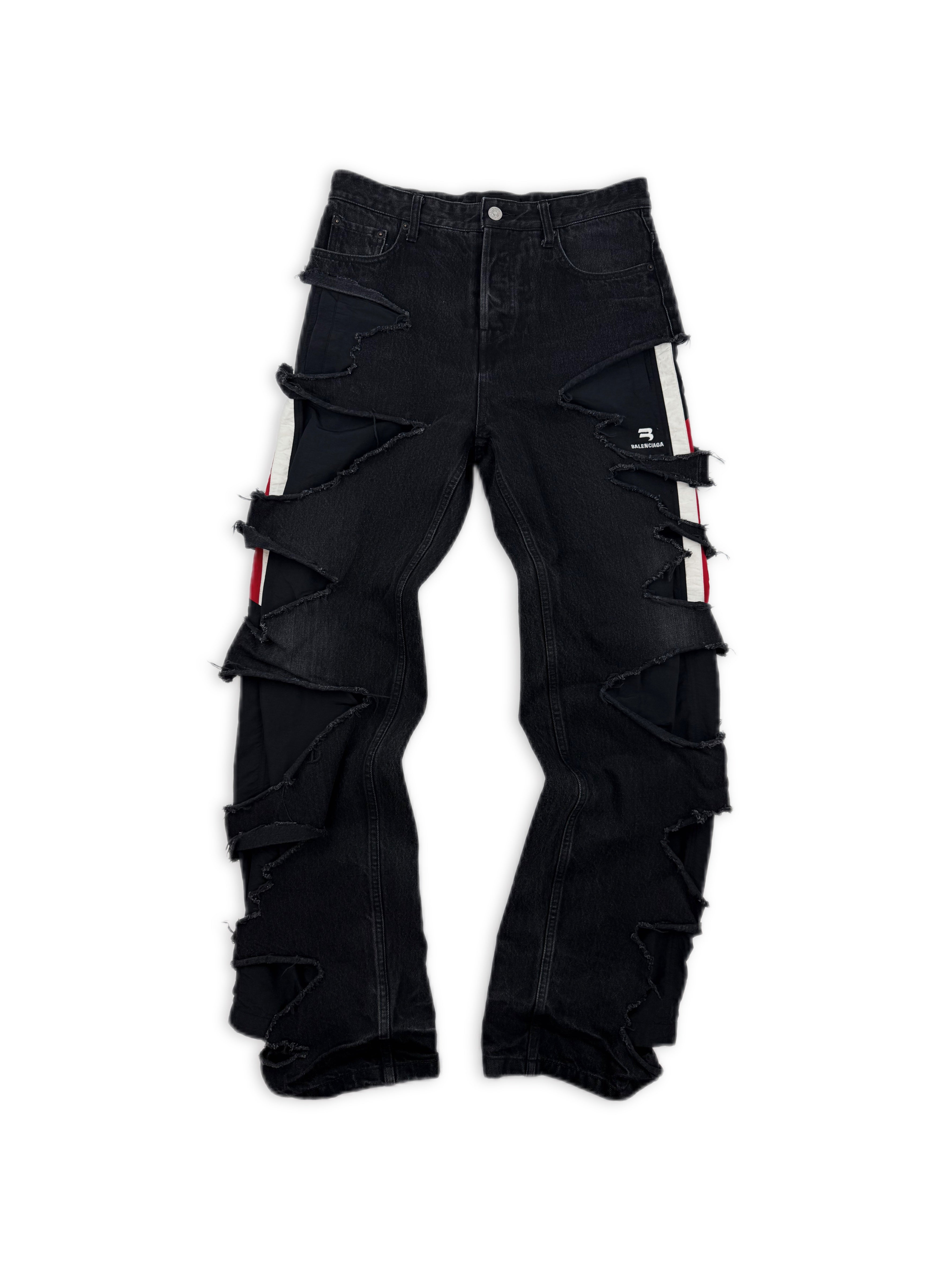 AW21 Balenciaga ‘Afterworld’ Slashed Double B Layered Hybrid Denim Jeans