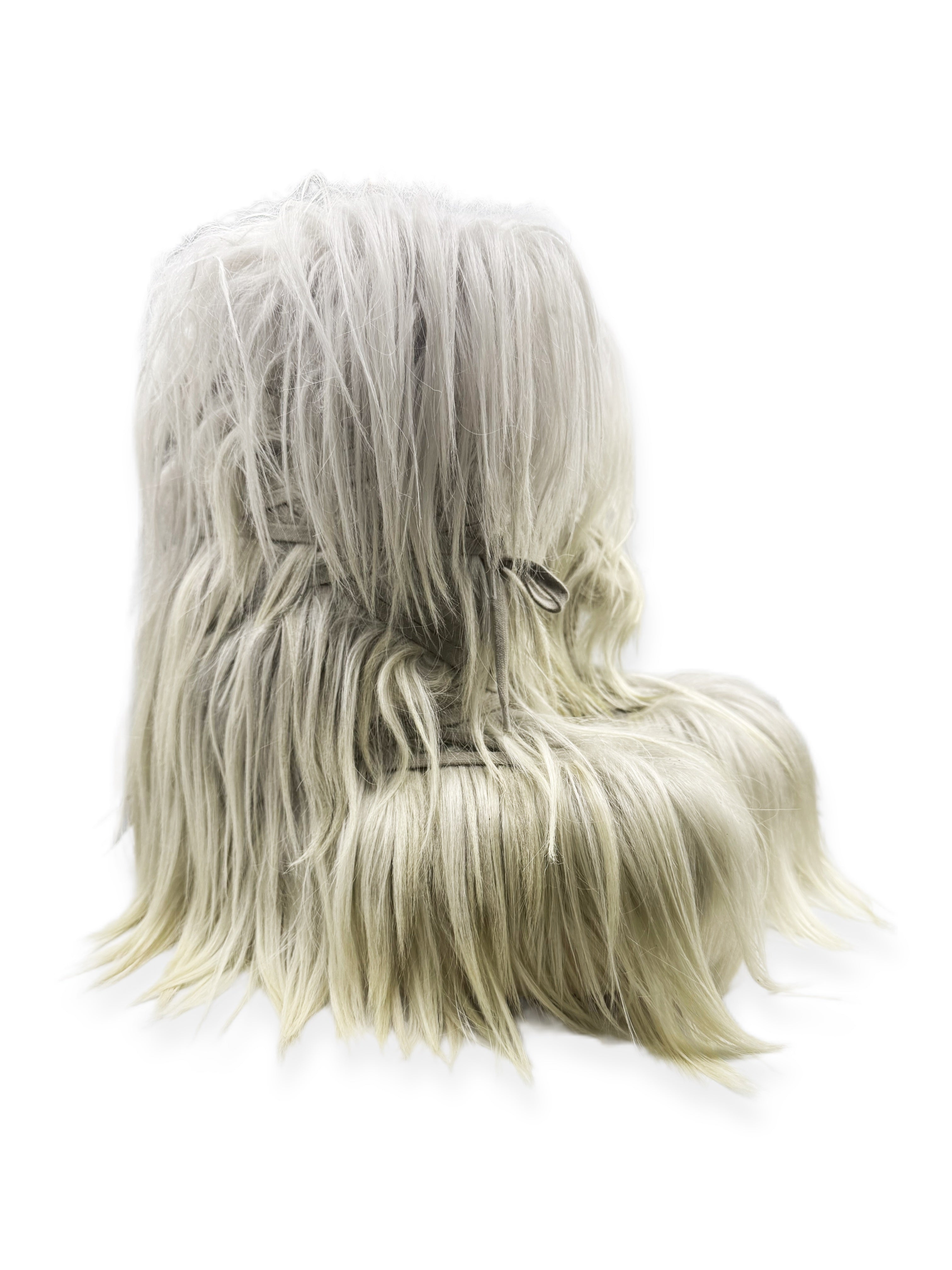 AW20 Rick Owens x Moncler Goat Fur Acid Degrade Big Rocks Lunar Megalace Boots