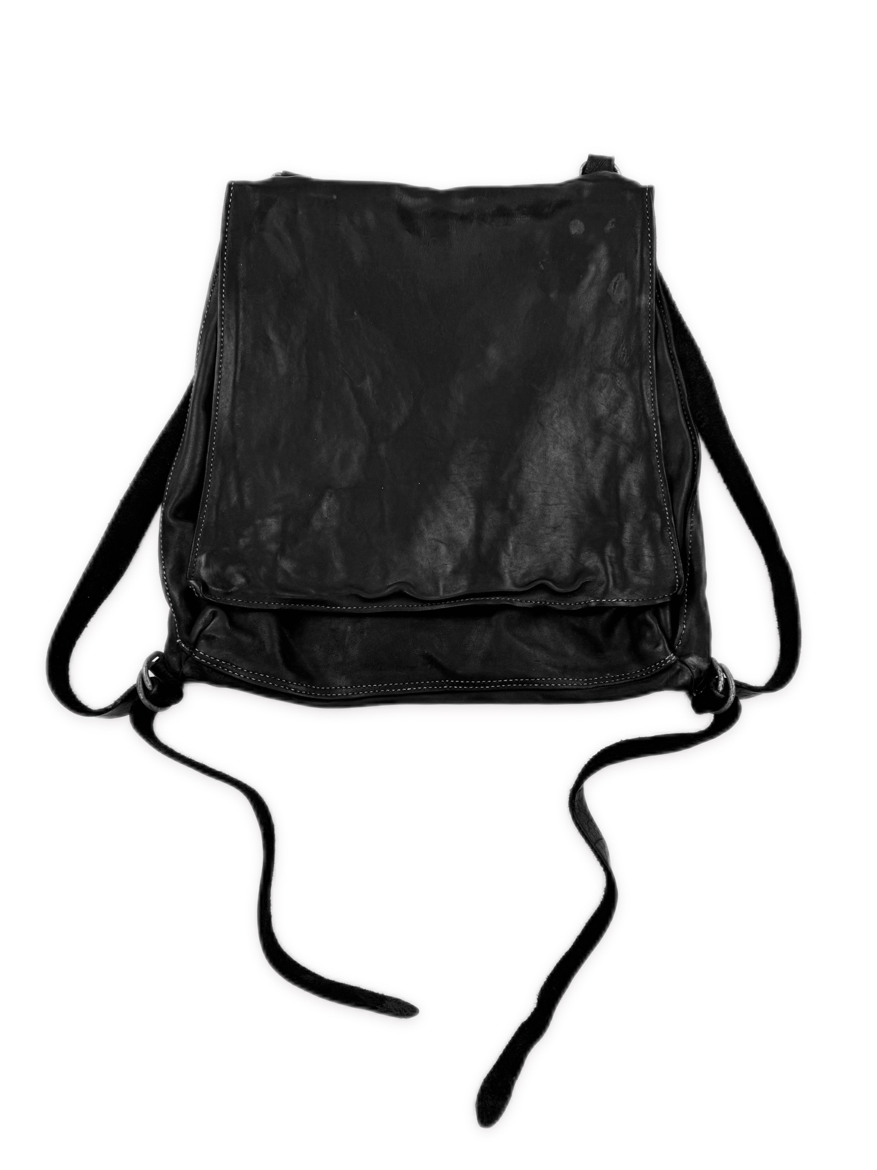 Guidi Black Horse Leather Zipper Backpack