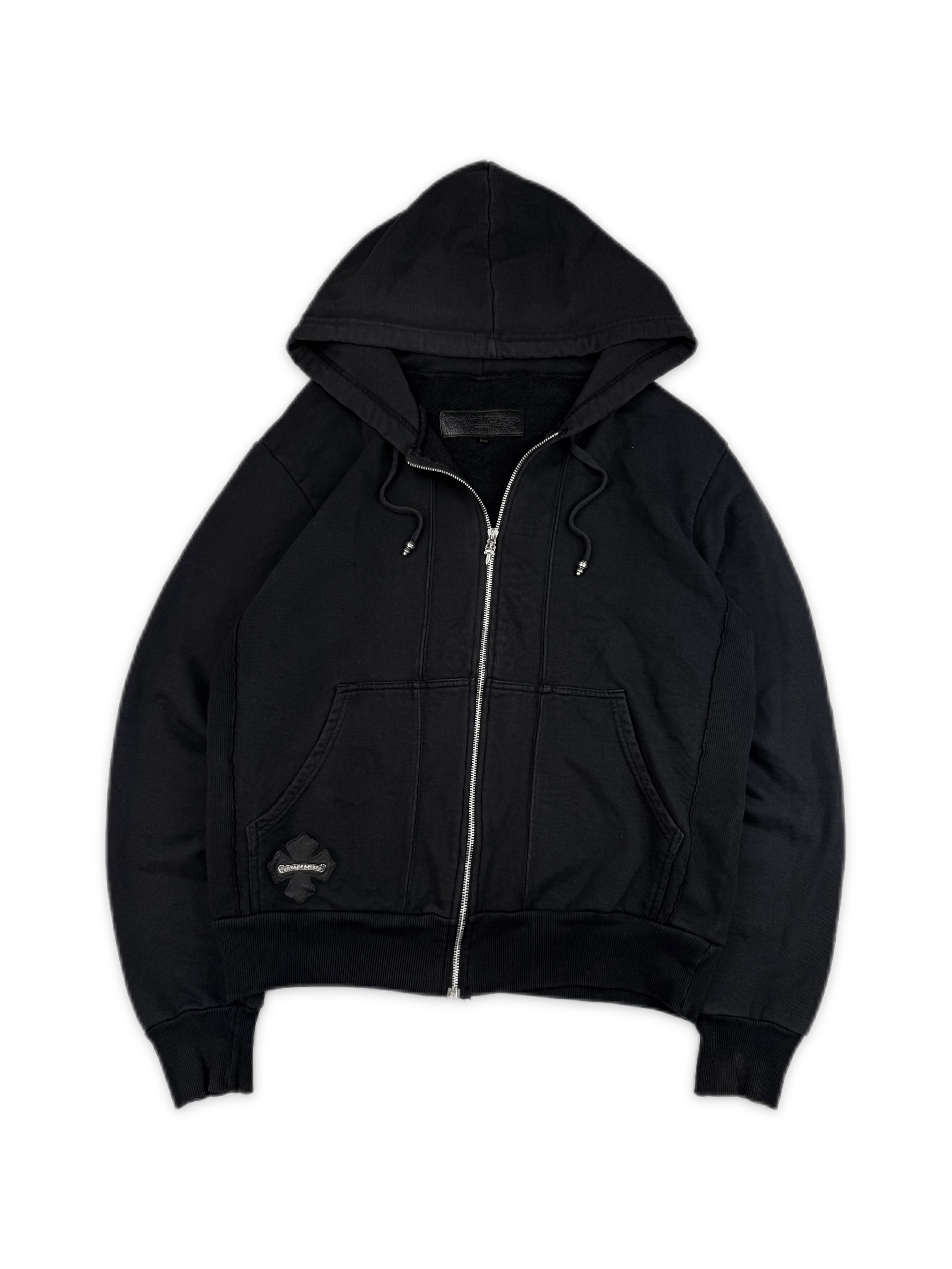 Chrome Hearts Horseshoe Leather Patch Dagger Zip Hoodie