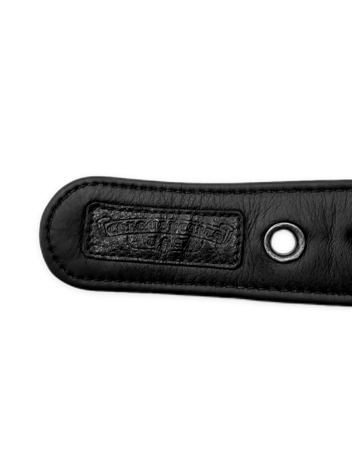 Chrome Hearts Loaded Large Grommet Oiled Black Leather Belt Strap