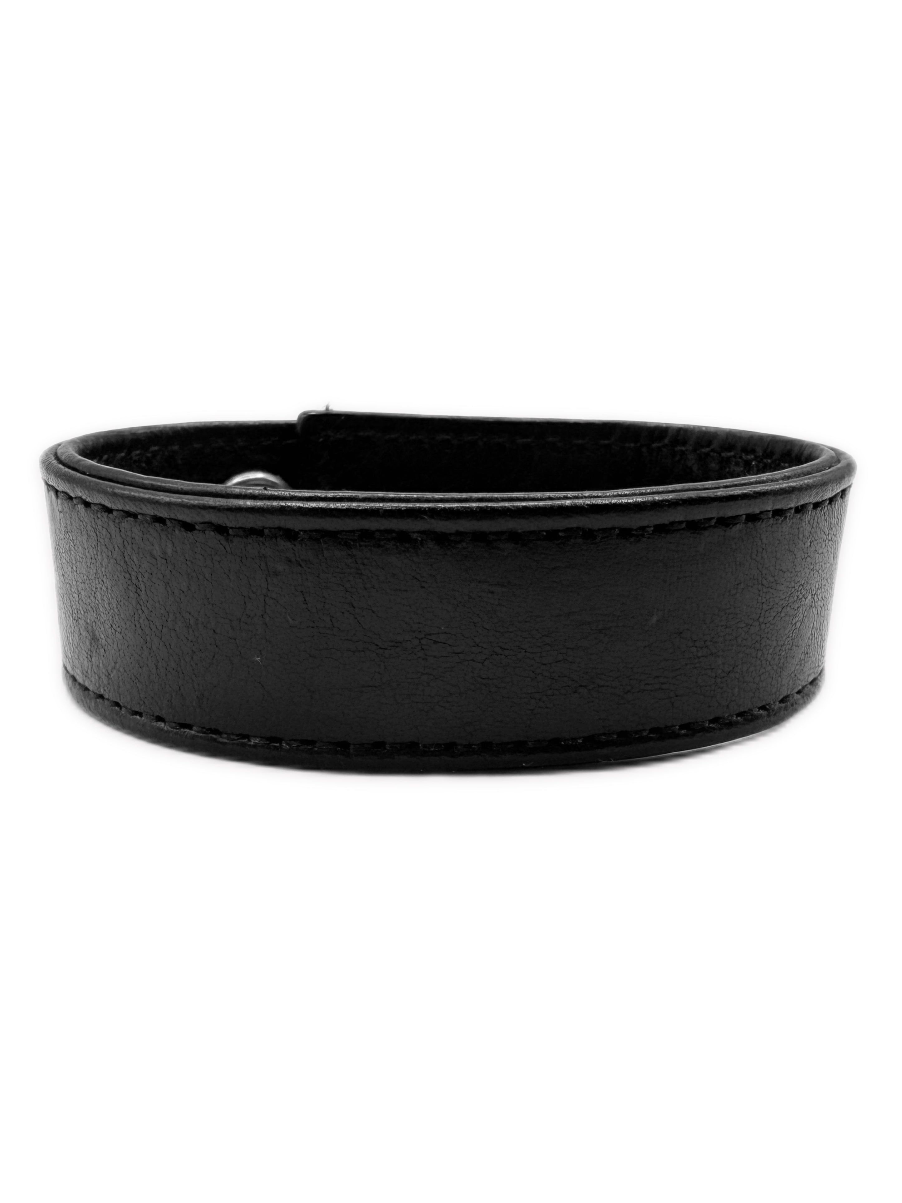 Chrome Hearts ‘Heart’ Motif Black Leather Snap Bracelet