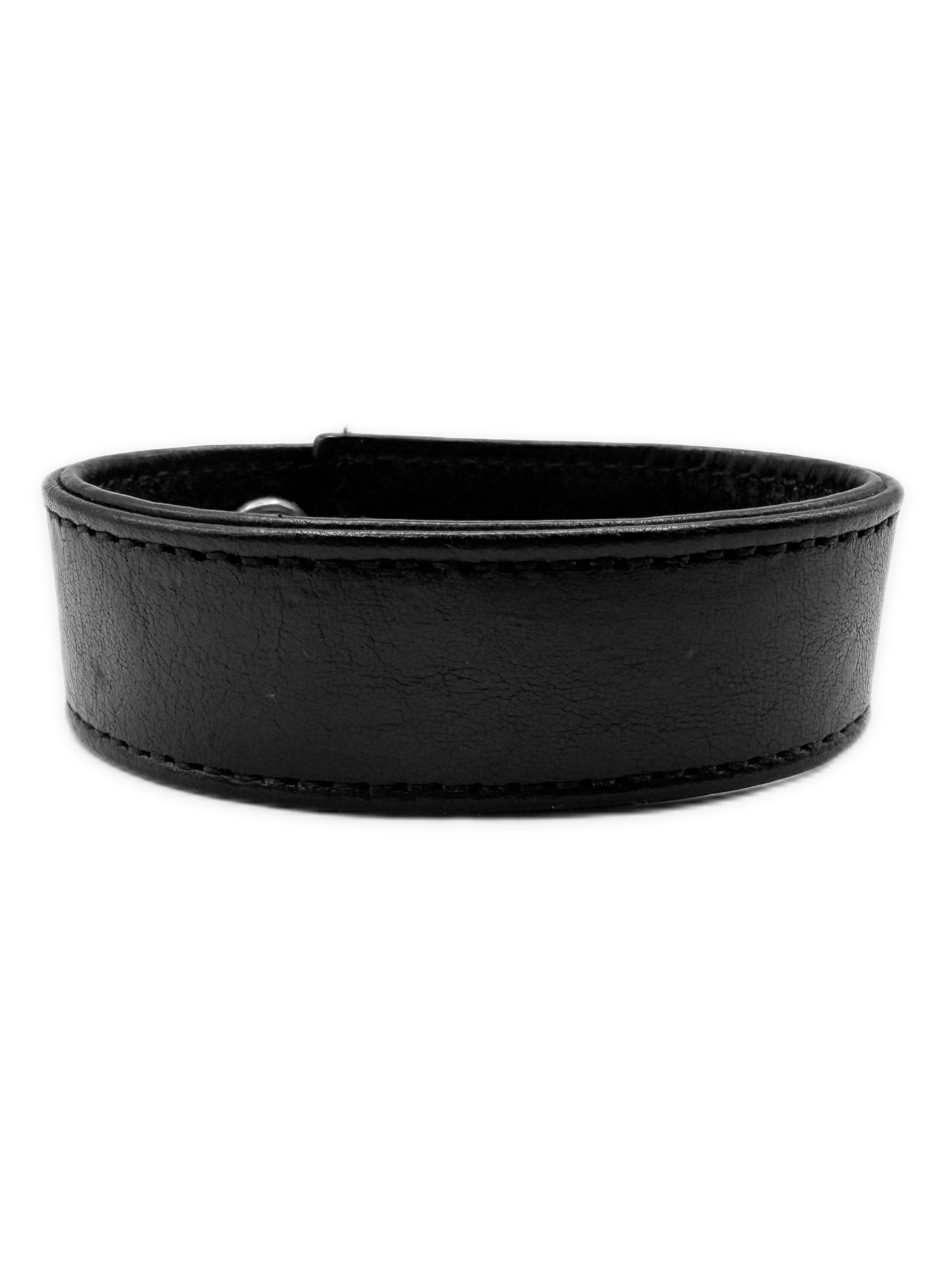 Chrome Hearts ‘Heart’ Motif Black Leather Snap Bracelet