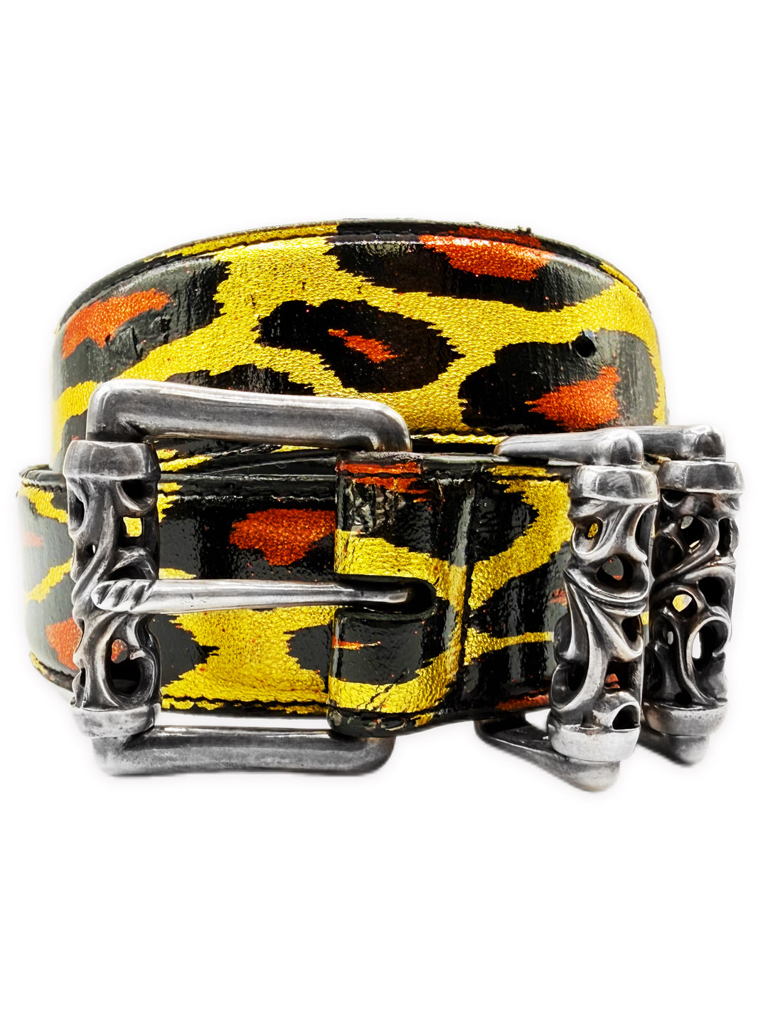 Chrome Hearts Leopard Painted Roller .925 Silver Leather Belt