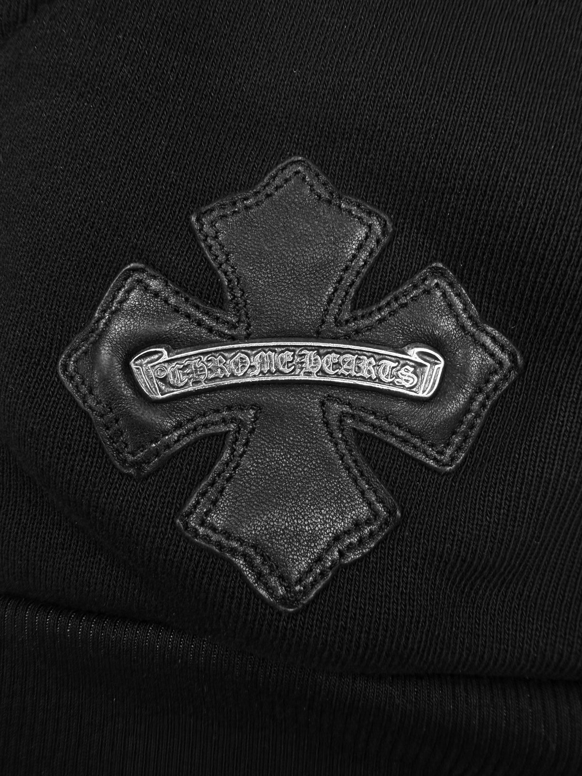 Chrome Hearts Floral Leather Patch Dagger Zip Black Hoodie