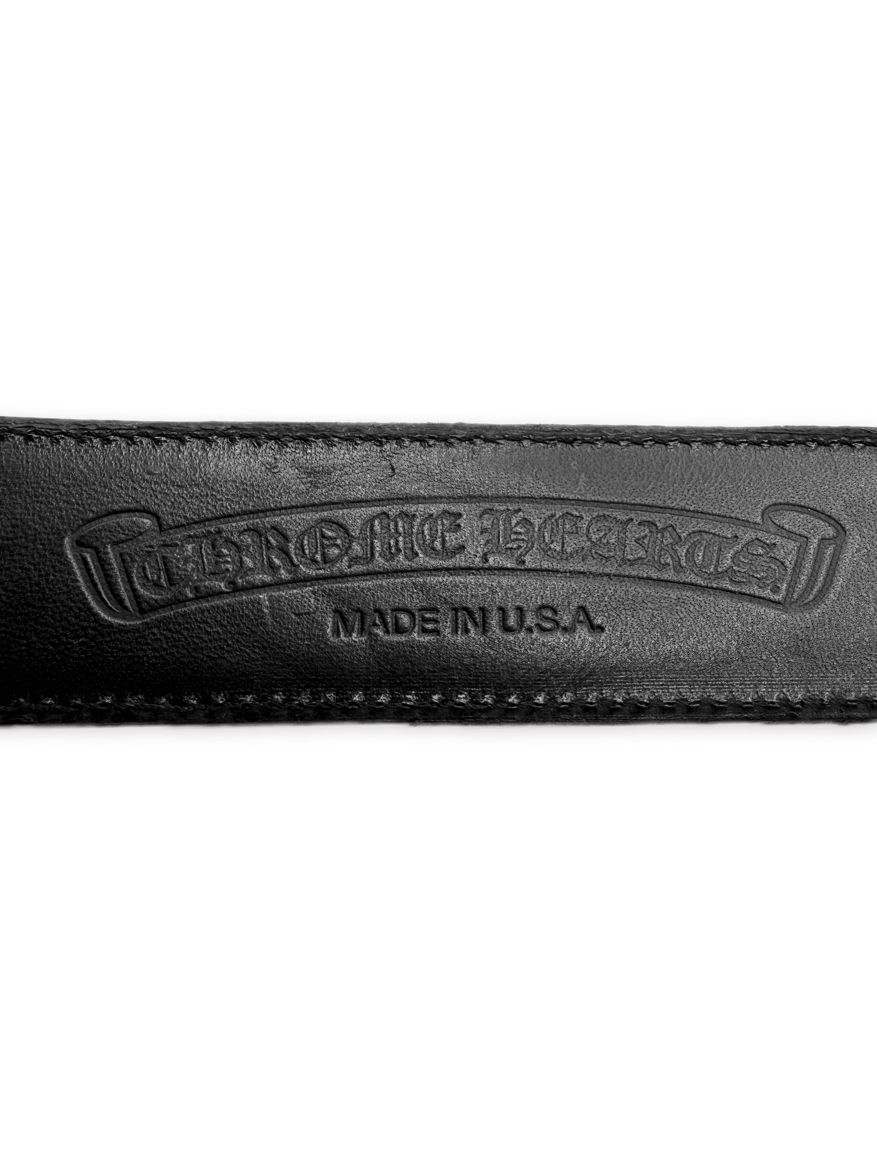 Chrome Hearts Black Leather .925 Silver Belt Strap