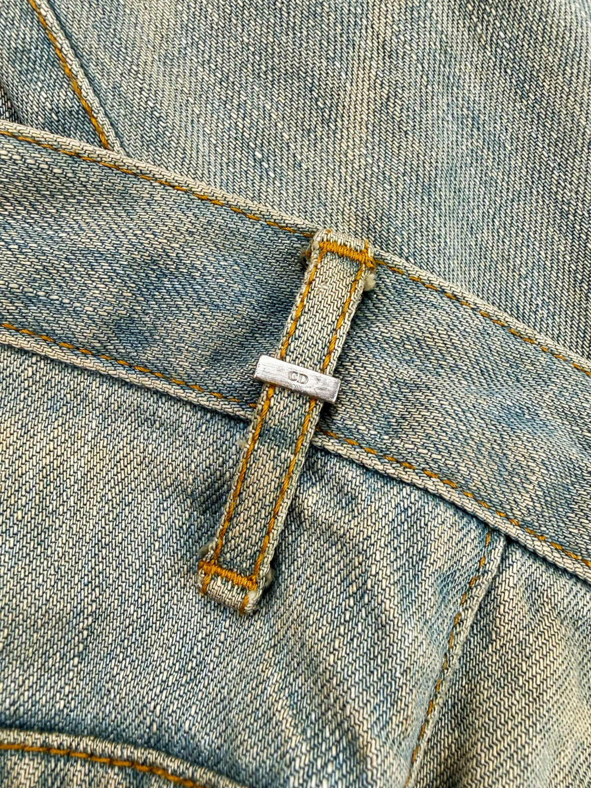 SS04 Dior Homme Strip Bleu Claire Unaltered Light Wash Denim Jeans
