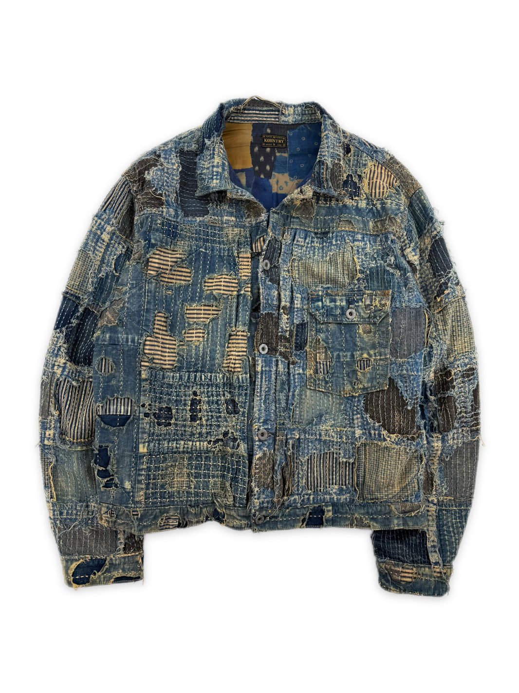AW24 Kapital ‘Spring 1st’ Boro Stitch Blue Denim Trucker Jacket