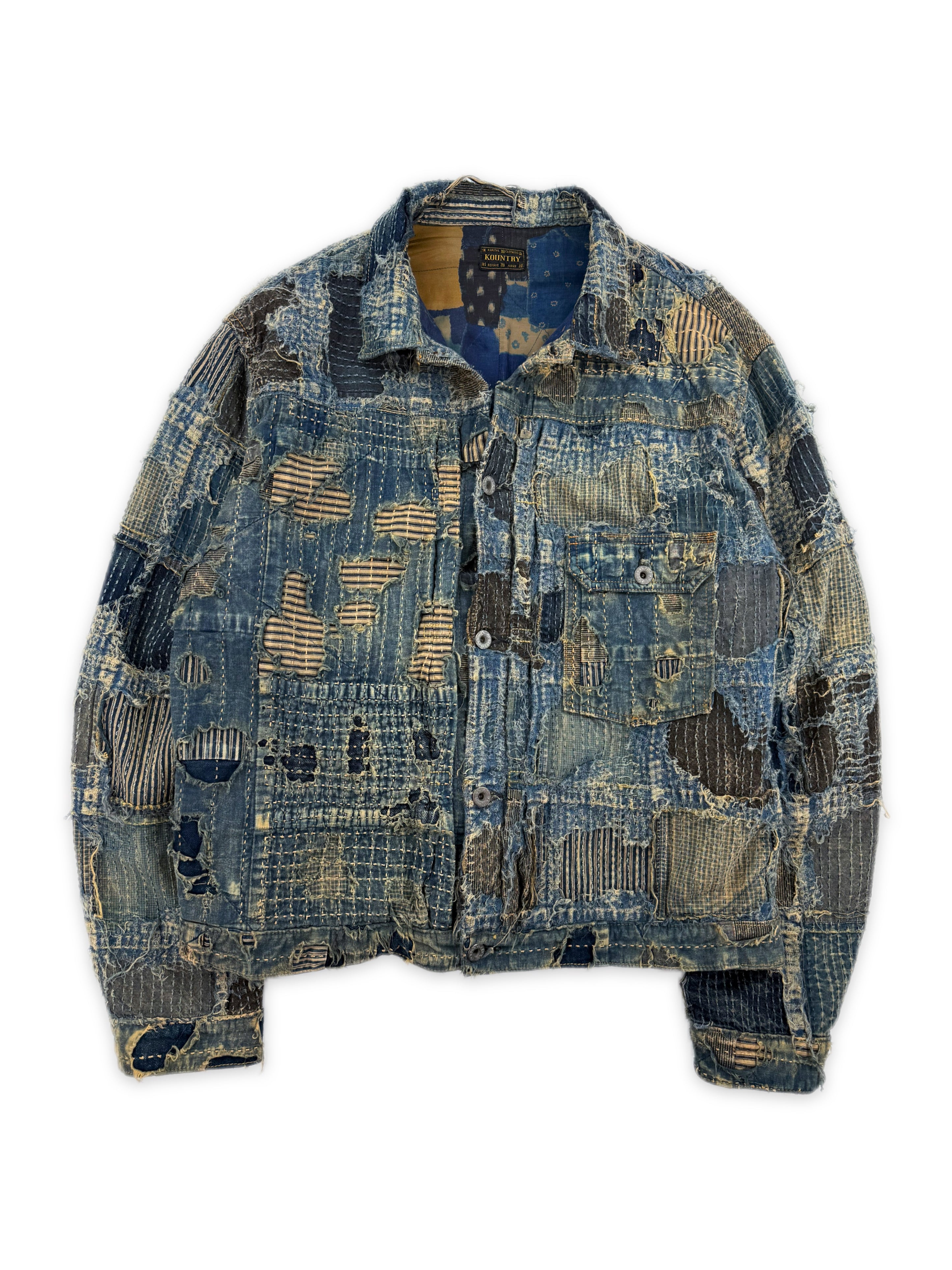 AW24 Kapital ‘Spring 1st’ Boro Stitch Blue Denim Trucker Jacket