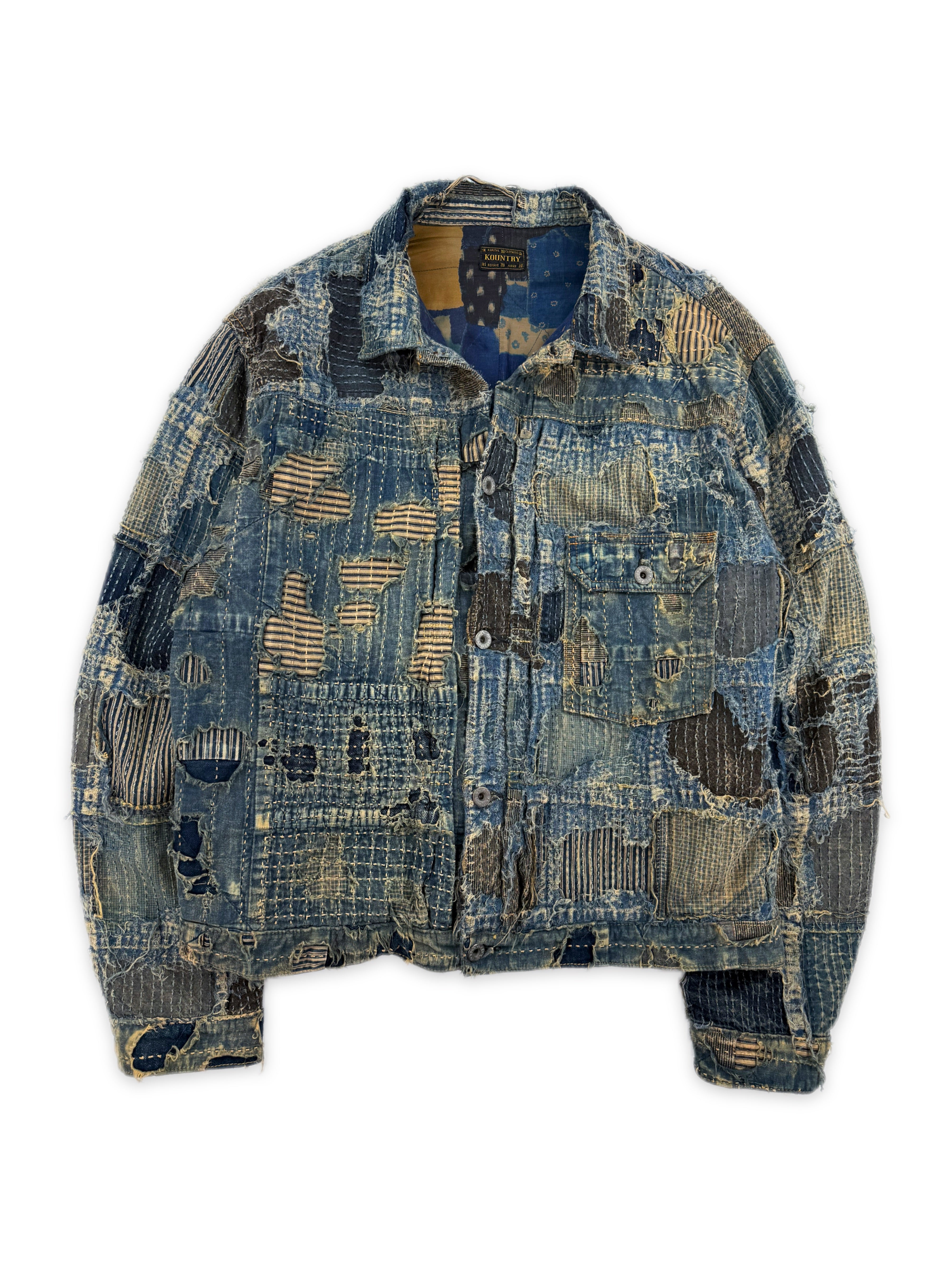 AW24 Kapital ‘Spring 1st’ Boro Stitch Blue Denim Trucker Jacket