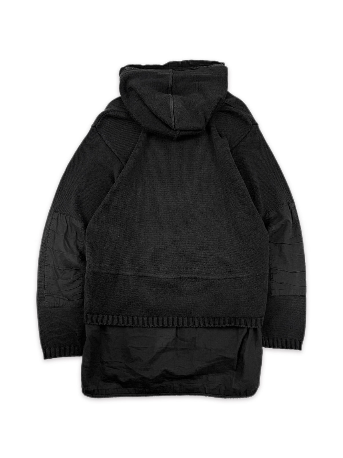 SS99 Helmut Lang Black Layered Patched Sleeve Hoodie