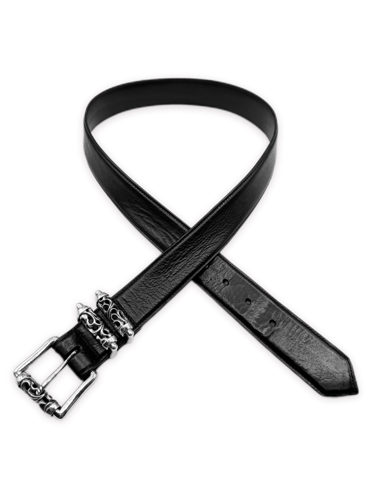 Chrome Hearts Roller Black Leather .925 Silver Belt