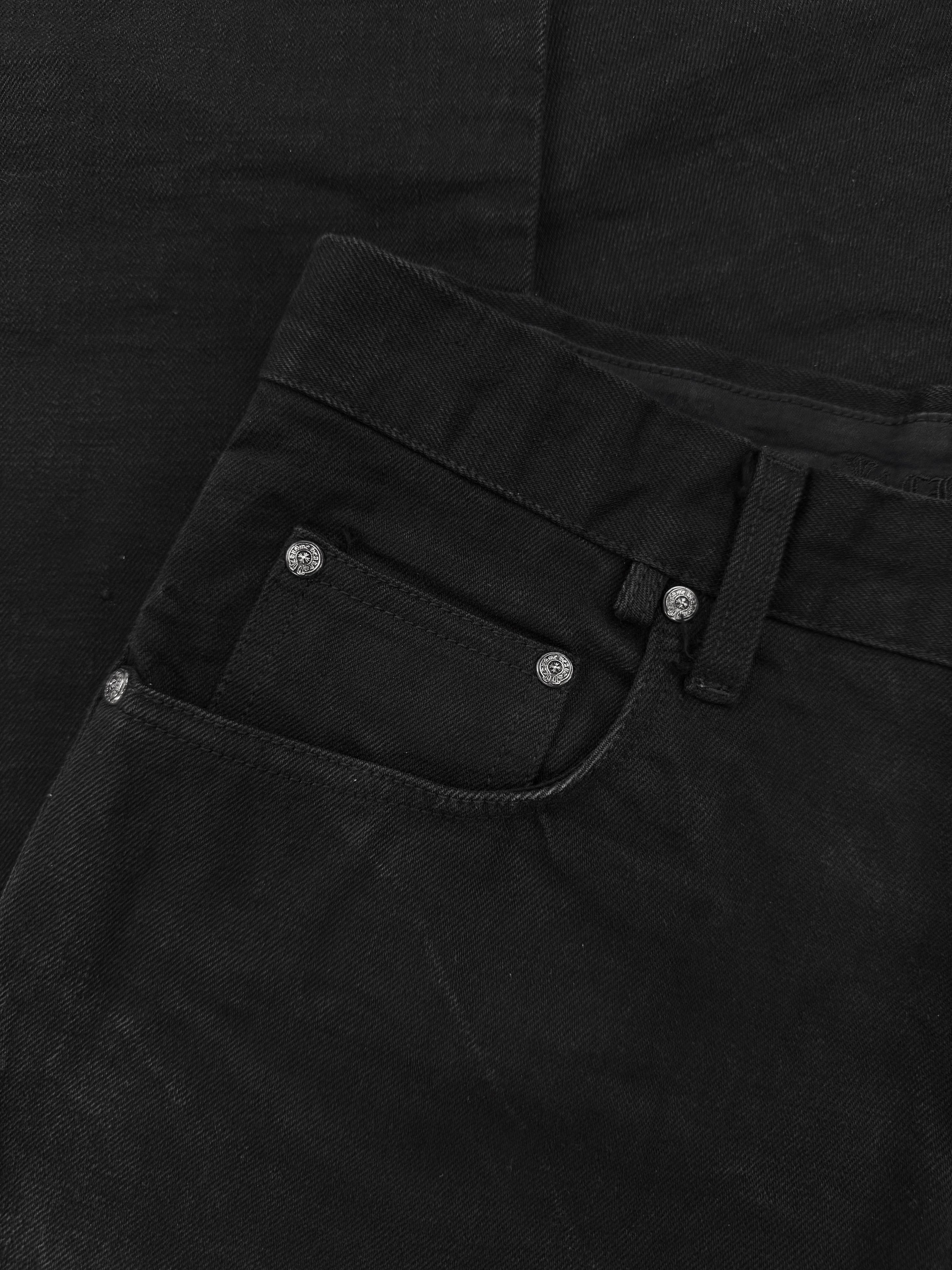Chrome Hearts RS Cut Flared Long .925 Silver Black Denim Jeans