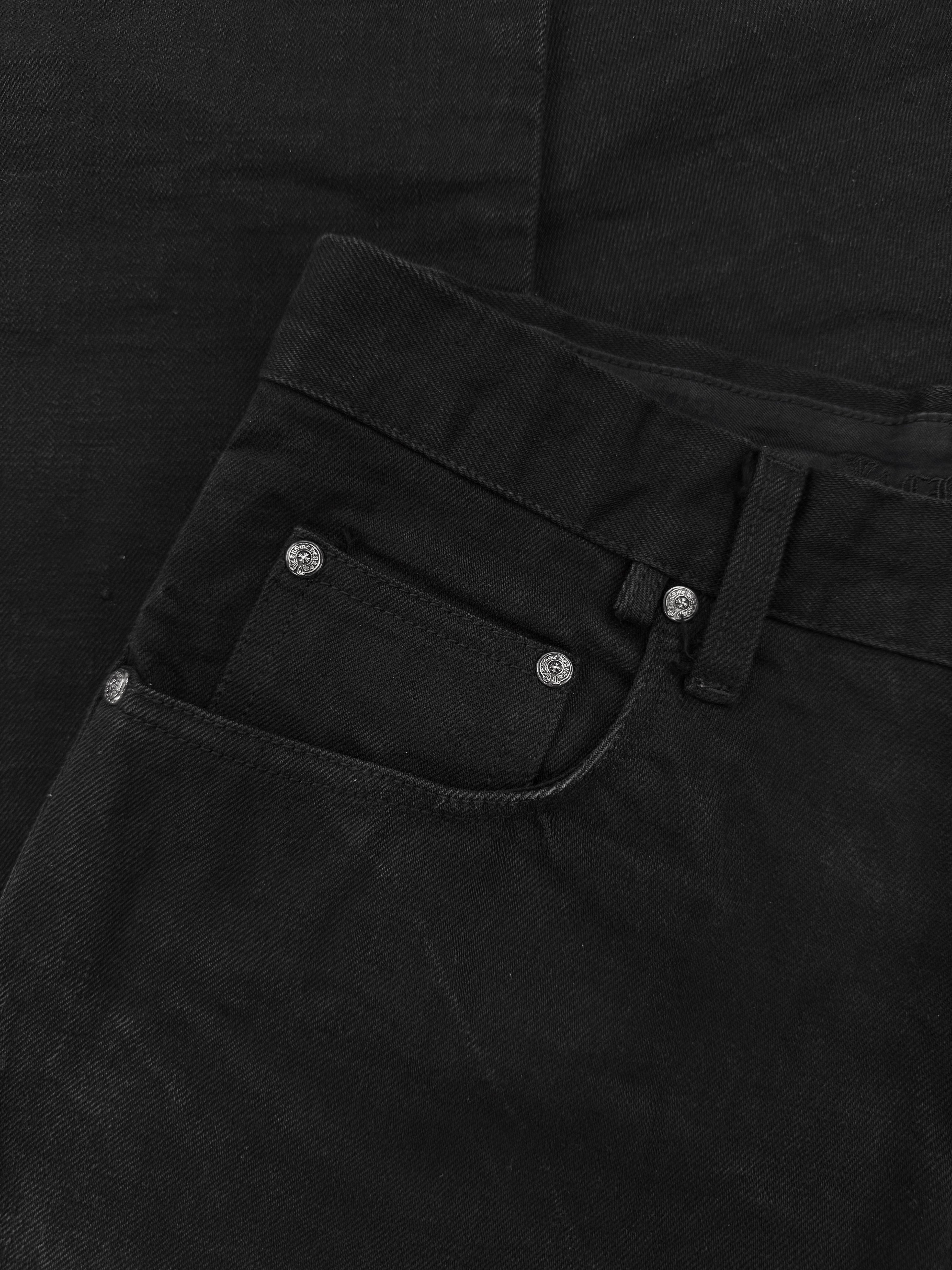 Chrome Hearts RS Cut Flared Long .925 Silver Black Denim Jeans