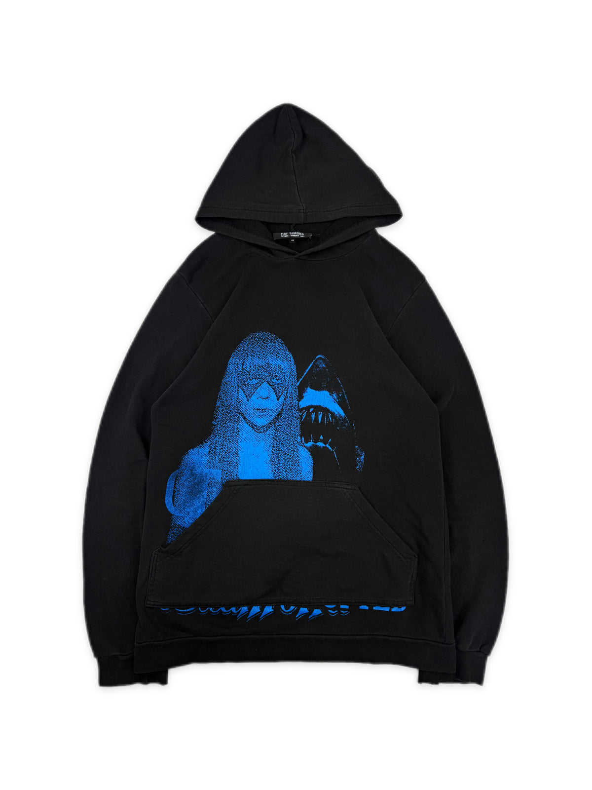 SS03 Raf Simons Consumed ‘Penelope Jaws’ Blue Graphic Black Hoodie