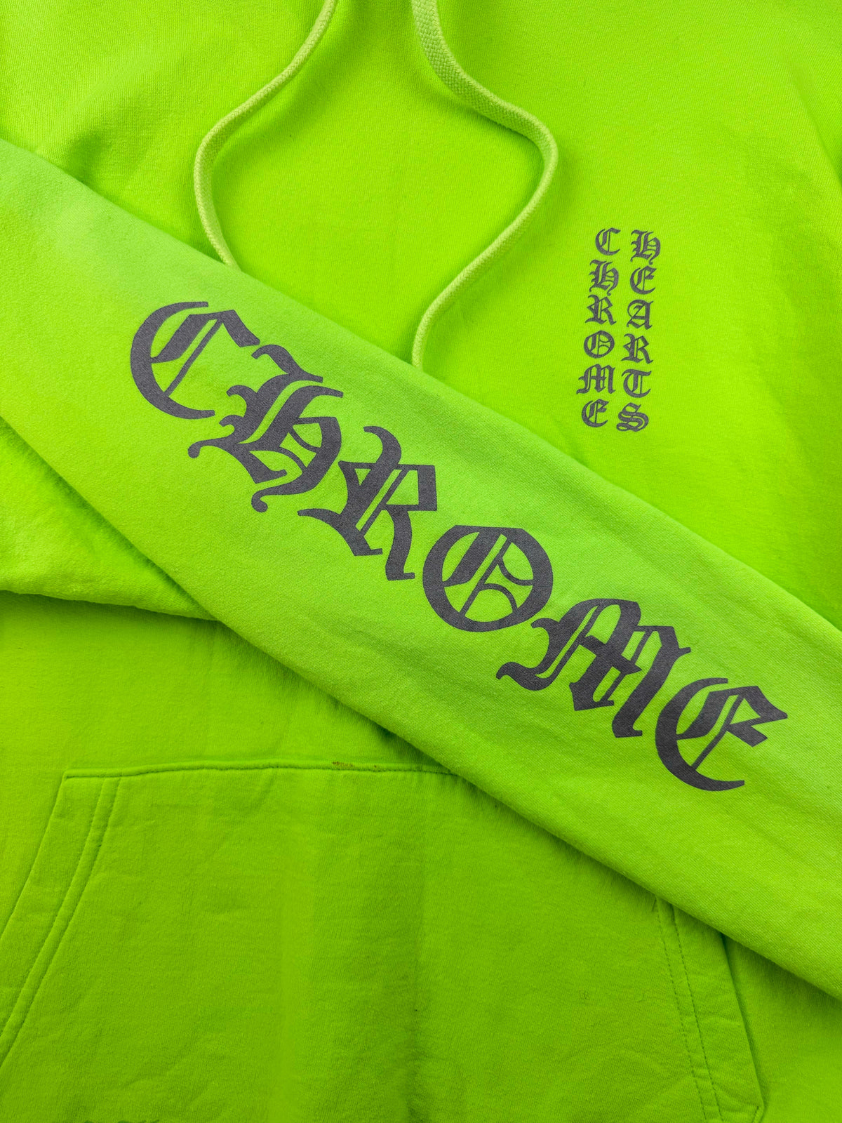 Chrome Hearts Miami Exclusive Neon Green Vertical Logo Hoodie