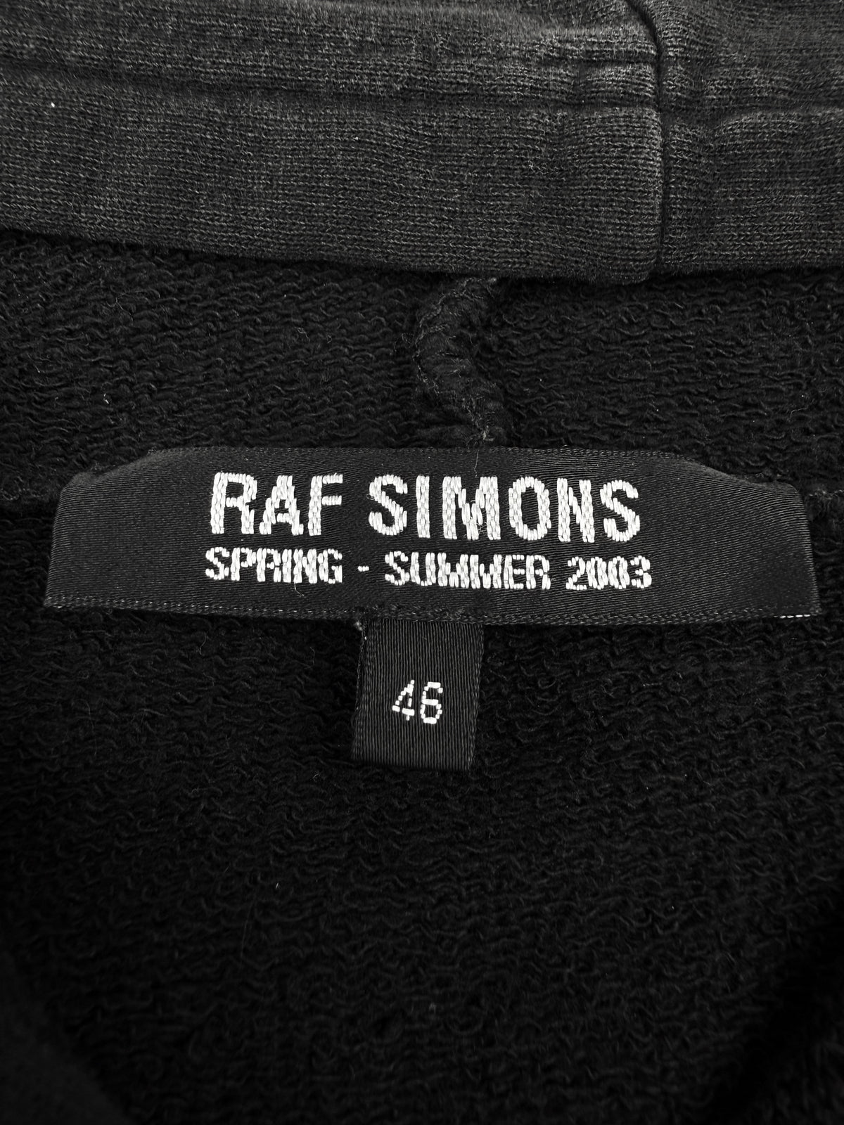 SS03 Raf Simons Consumed ‘Penelope Jaws’ Blue Graphic Black Hoodie