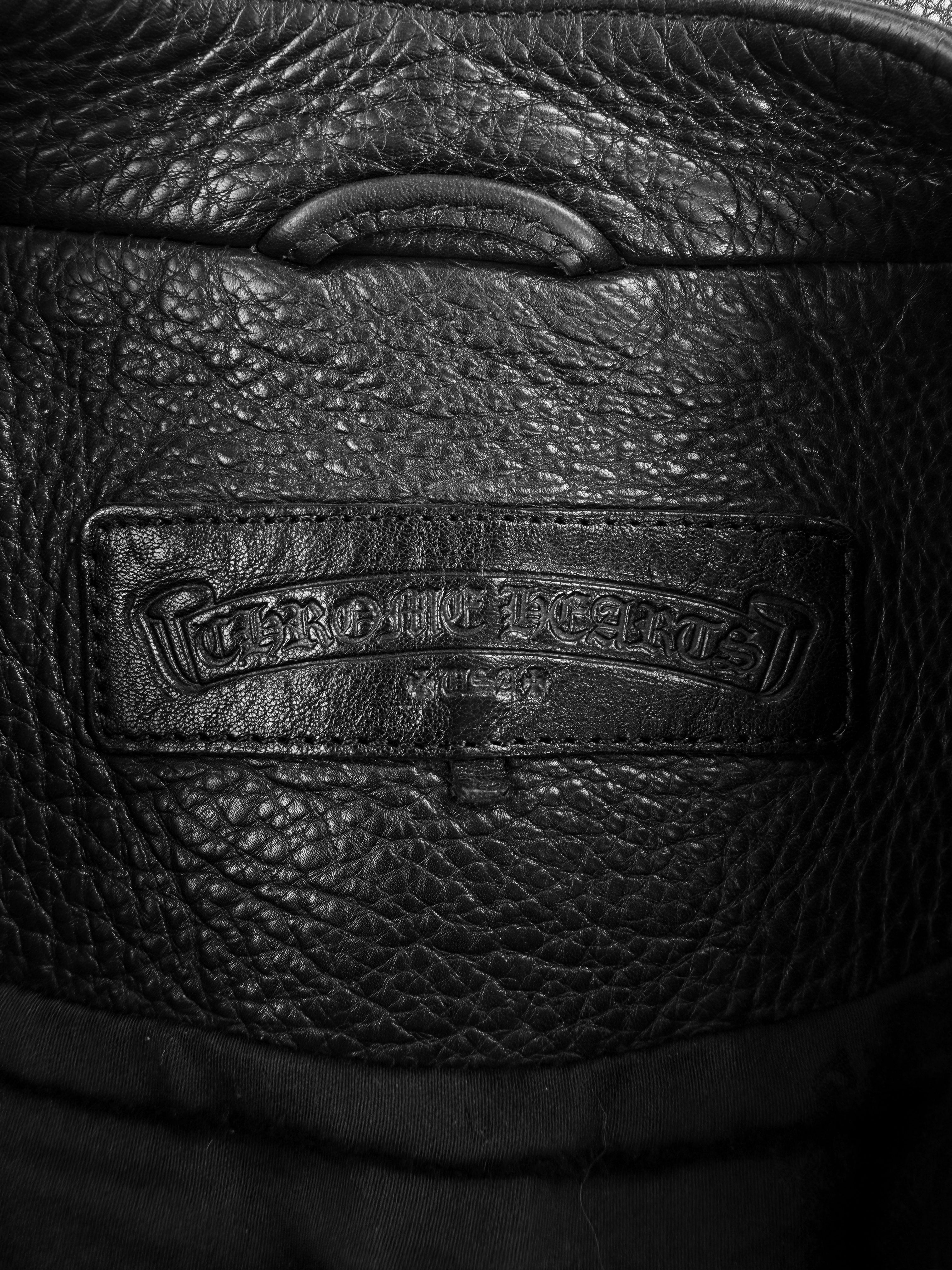 Chrome Hearts Alligator 26 Cross Patch Black Leather Moto Jacket