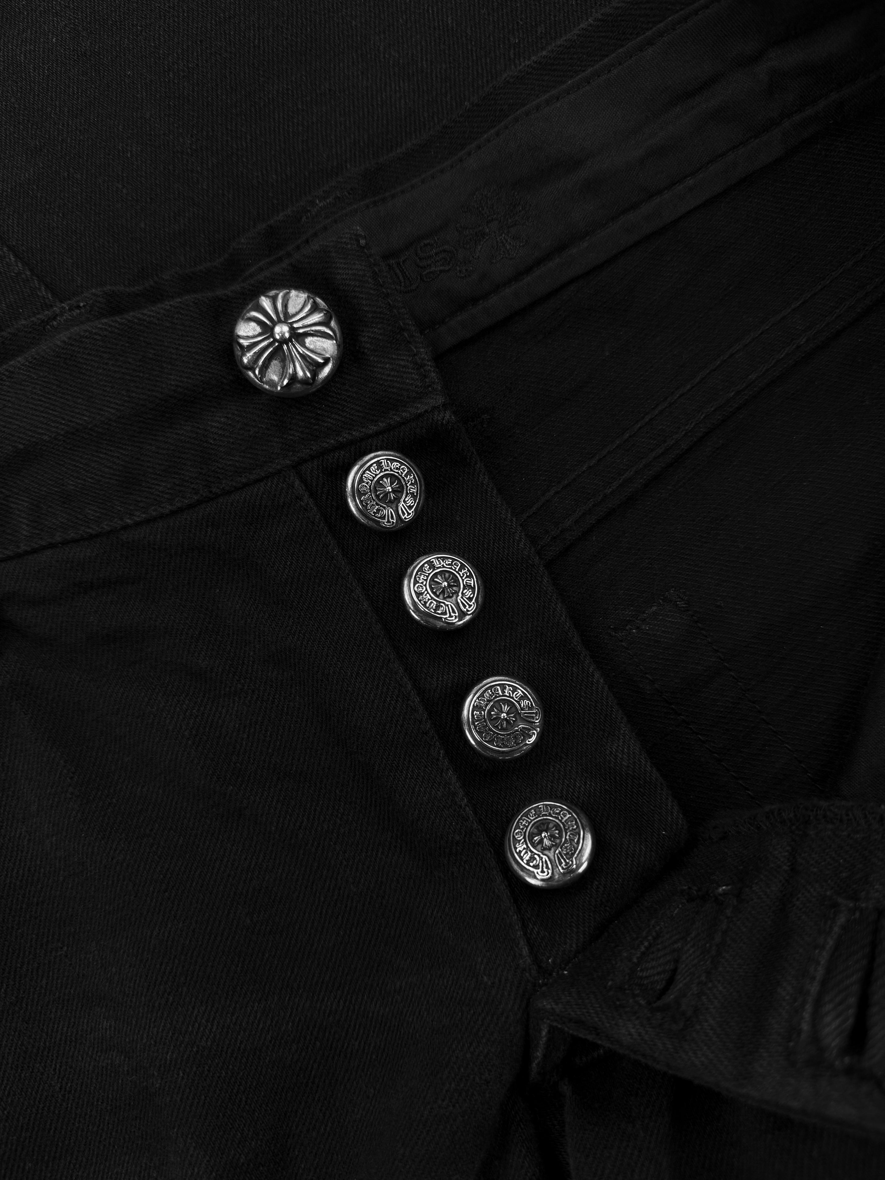 Chrome Hearts Flared Leg Black Long Denim Jeans