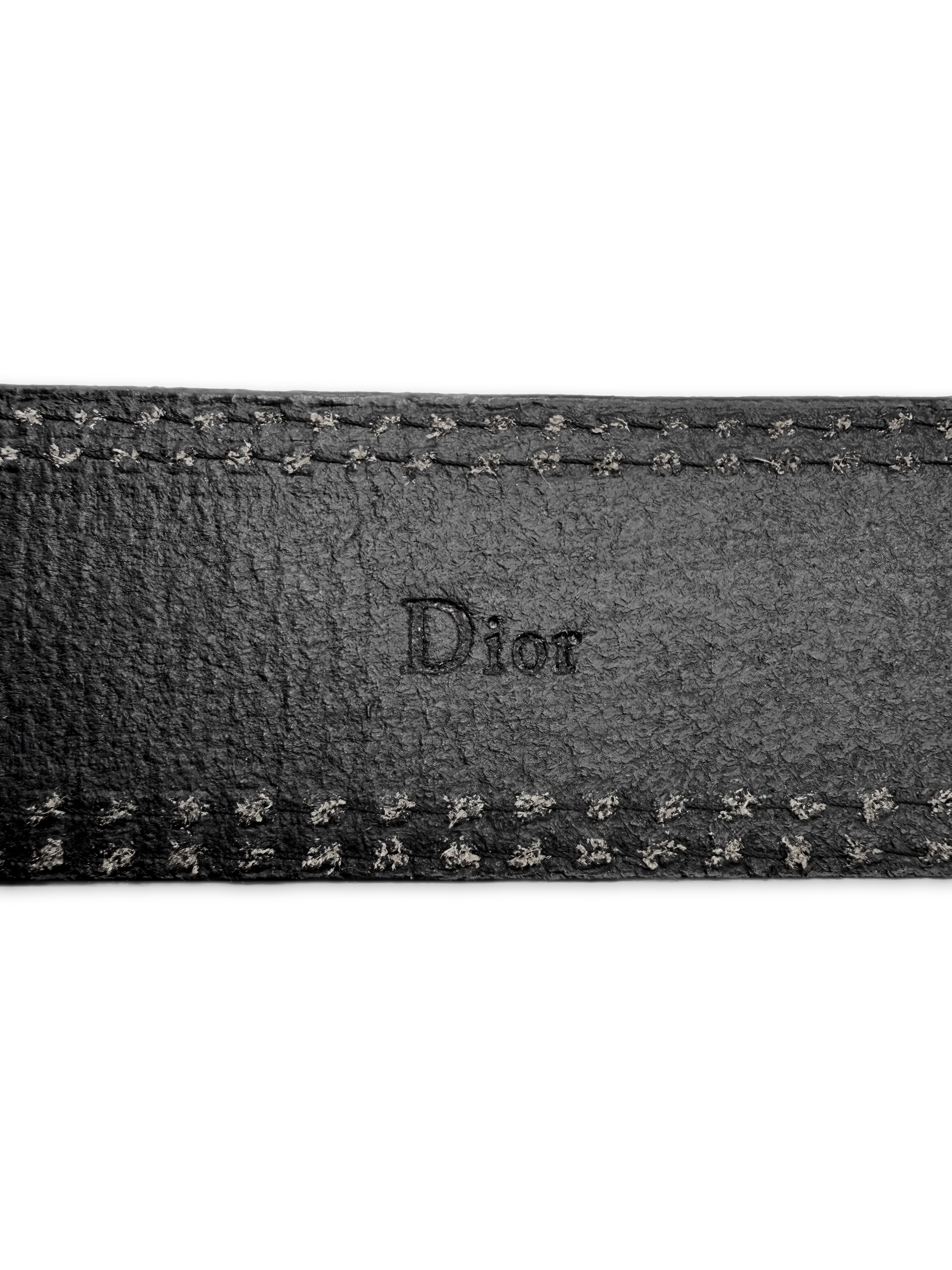 SS06 DIOR HOMME STAR DOUBLE PRONG BLACK LEATHER BELT | ArchiveThreads
