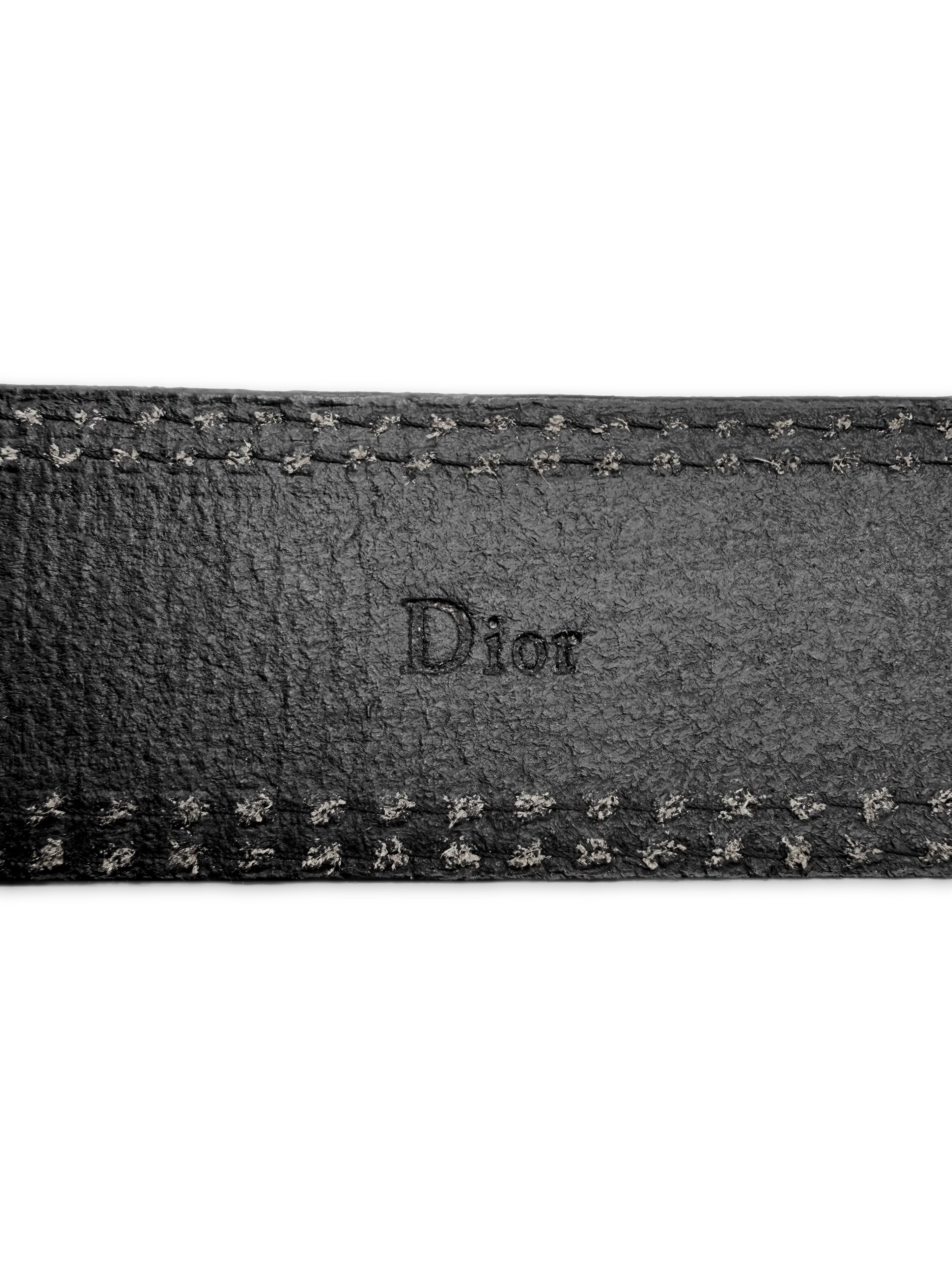 SS06 Dior Homme Star Double Prong Black Leather Belt