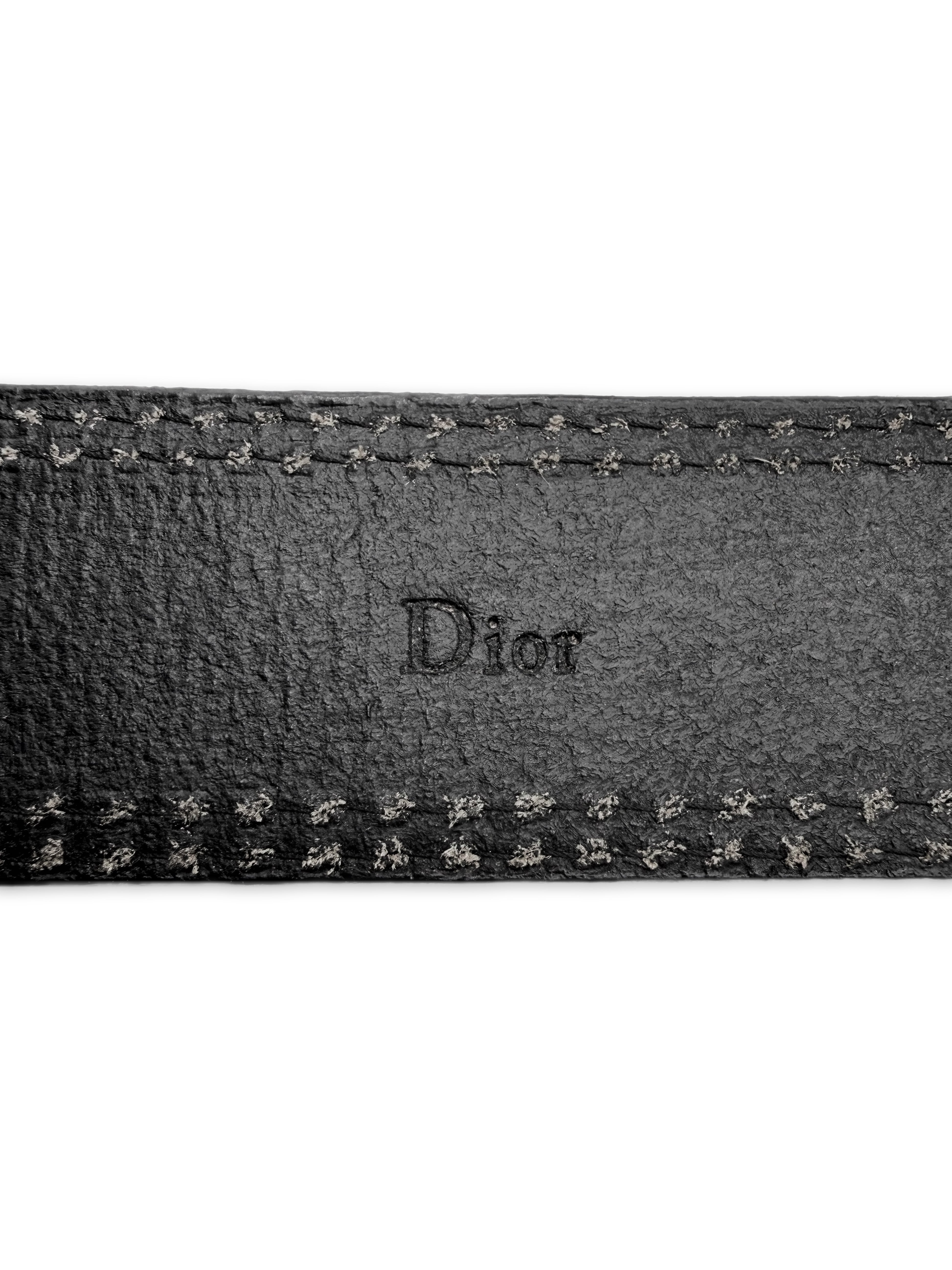 SS06 Dior Homme Star Double Prong Black Leather Belt