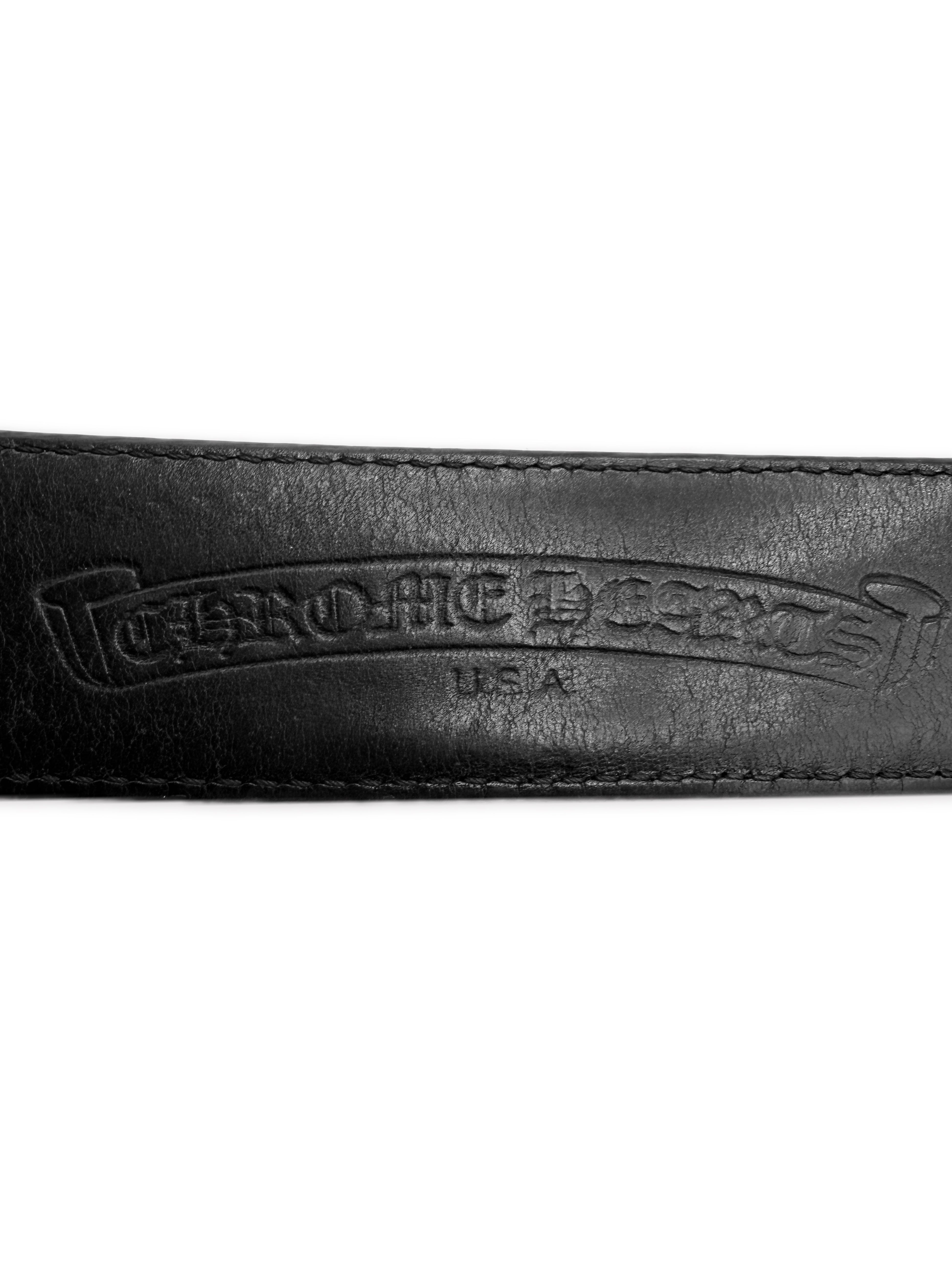 Chrome Hearts Black Leather .925 Silver Belt Strap
