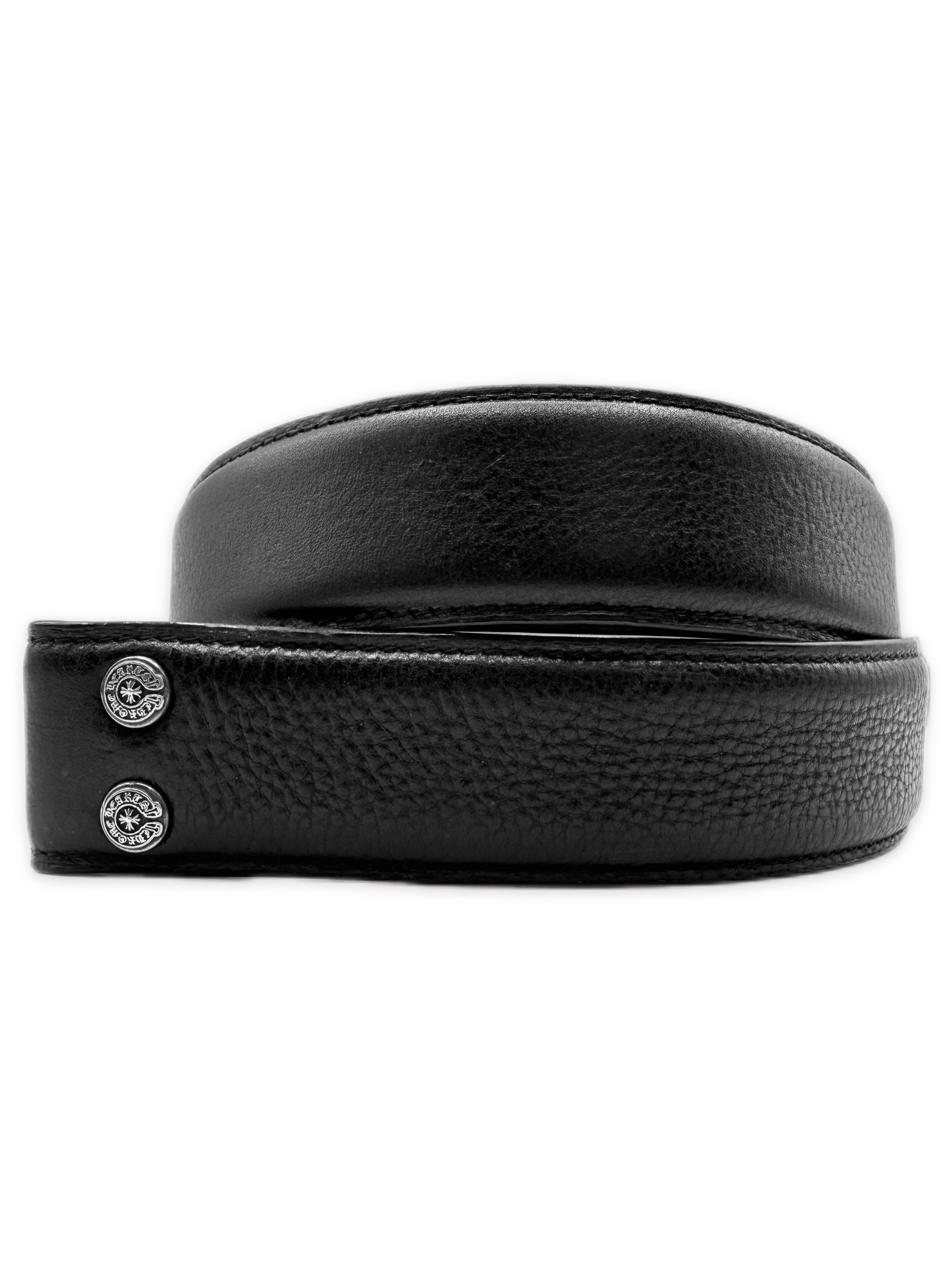 Chrome Hearts Black Leather .925 Silver Belt Strap