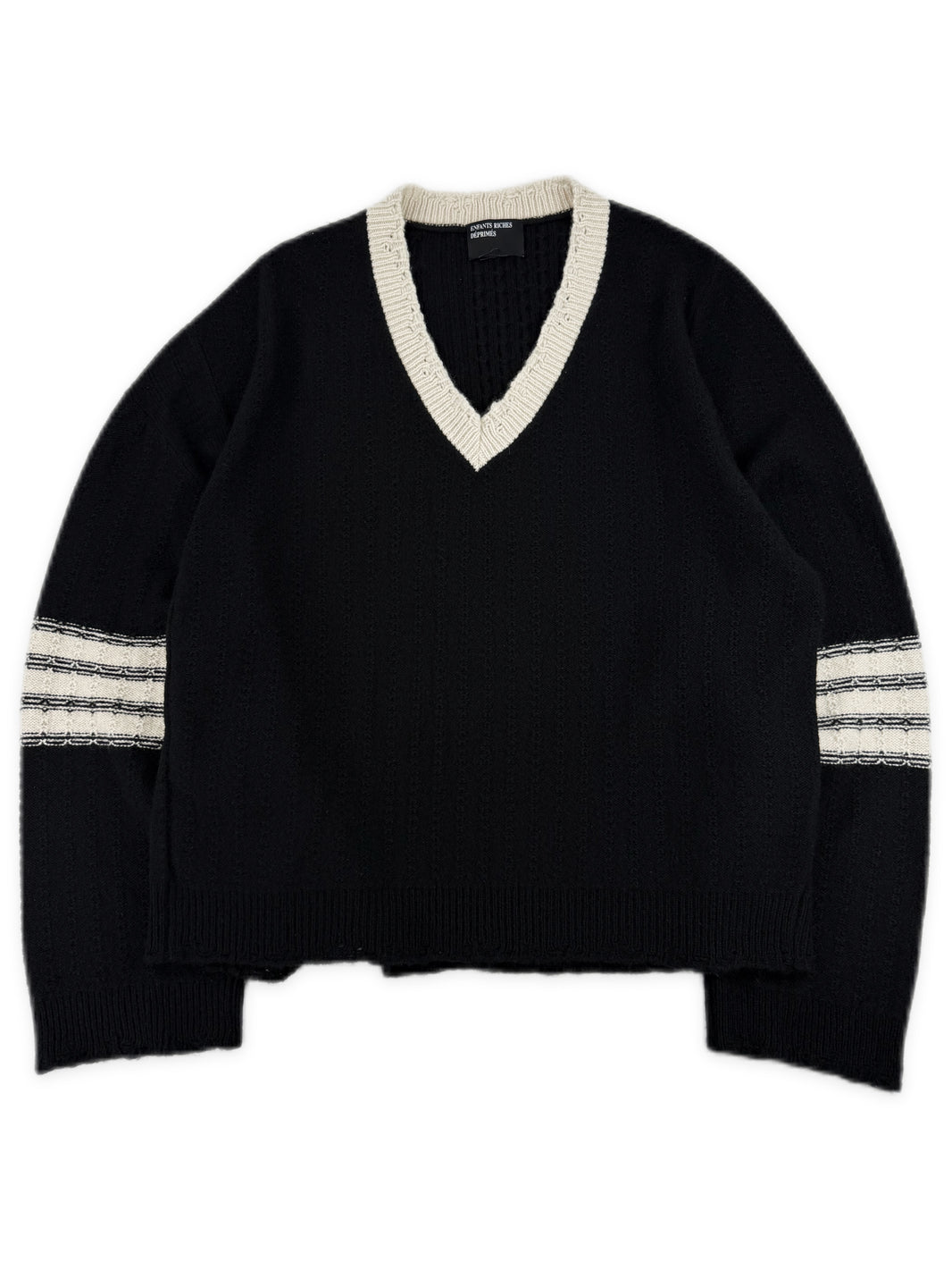 Enfants Riches Deprimes Loro Piana Asymmetric Striped Knit Sweater