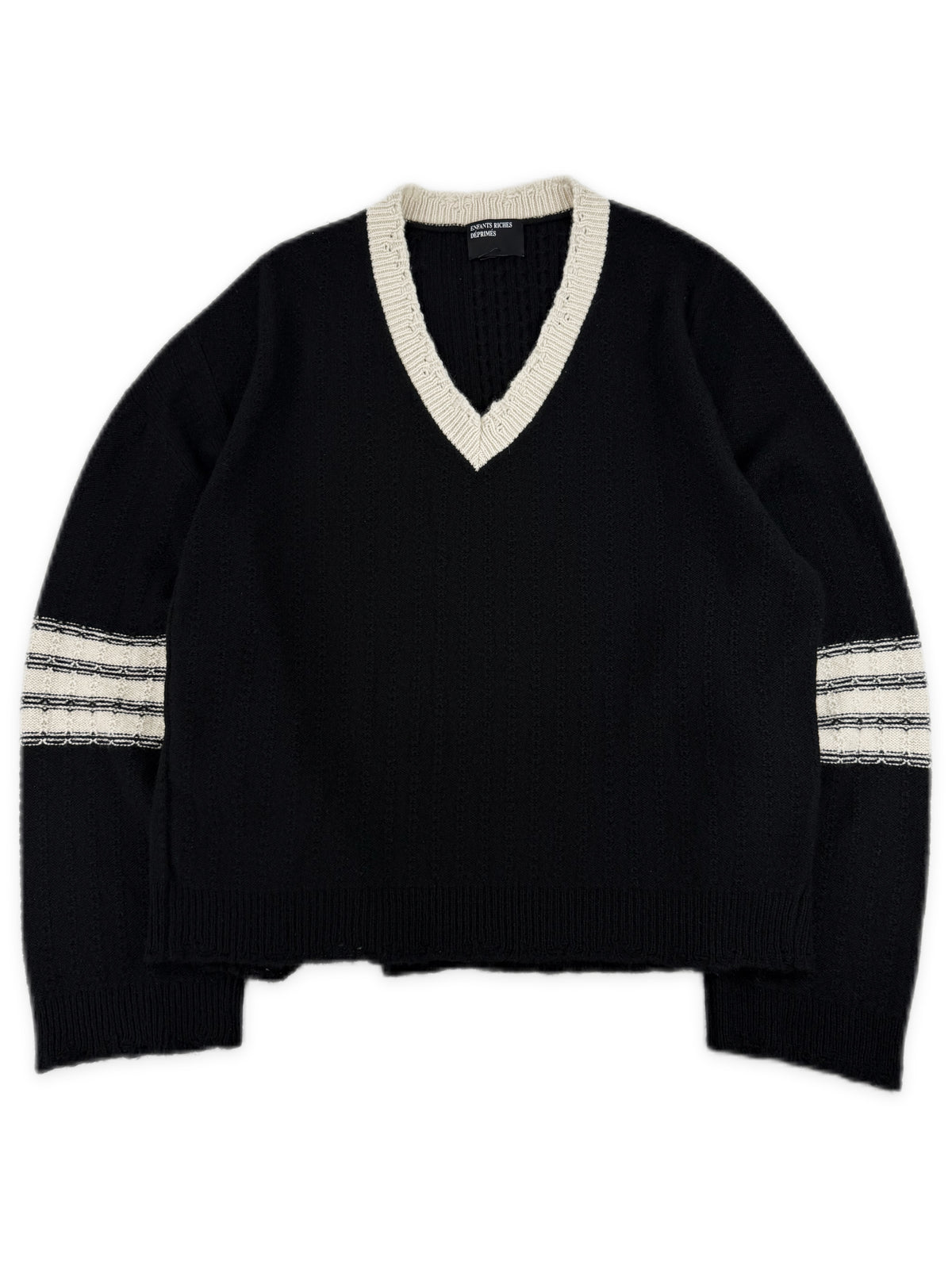 Enfants Riches Deprimes Loro Piana Asymmetric Striped Knit Sweater