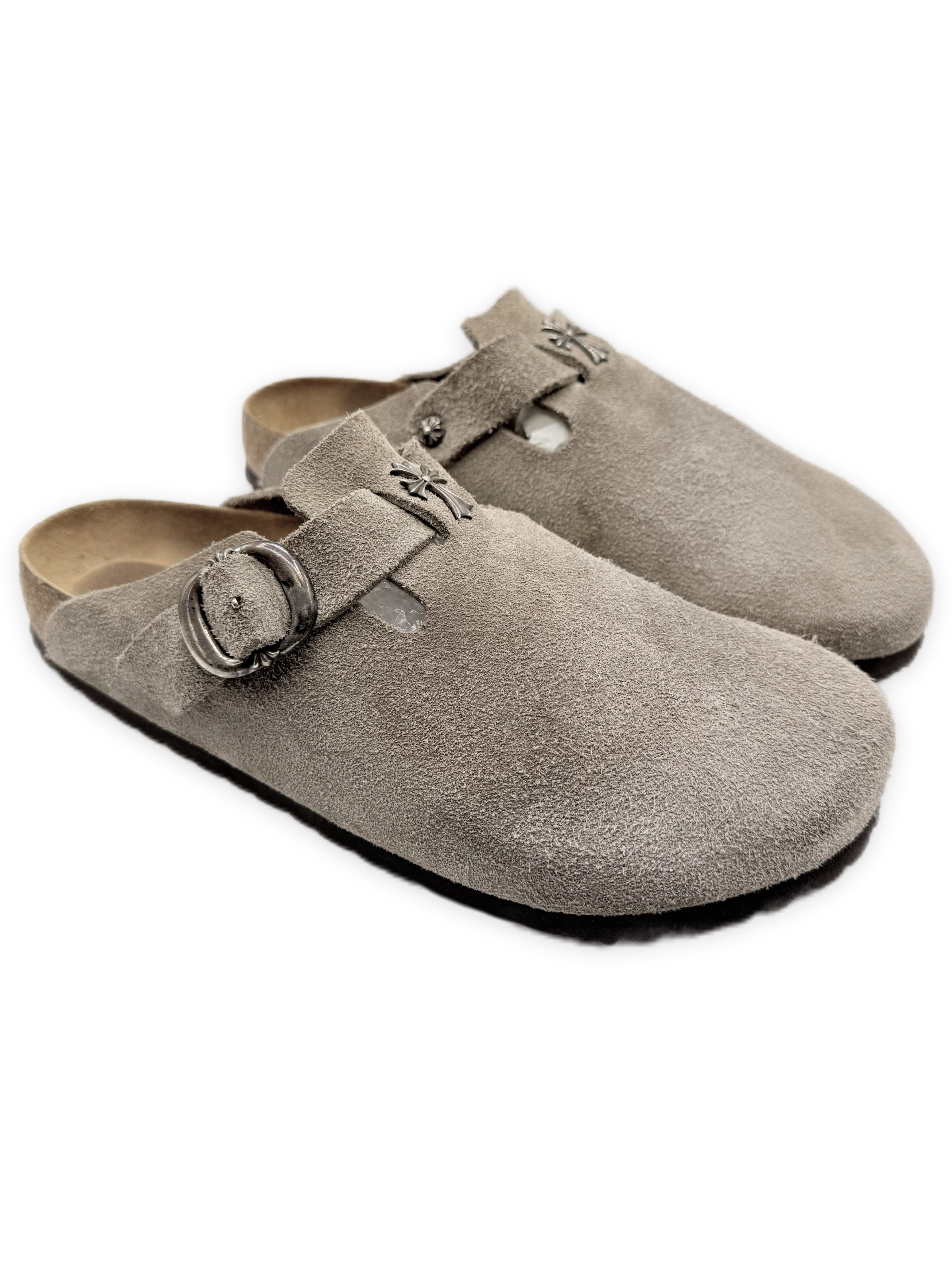 Chrome Hearts x Birkenstock Cross Pendant Gunslinger Suede Boston Mules