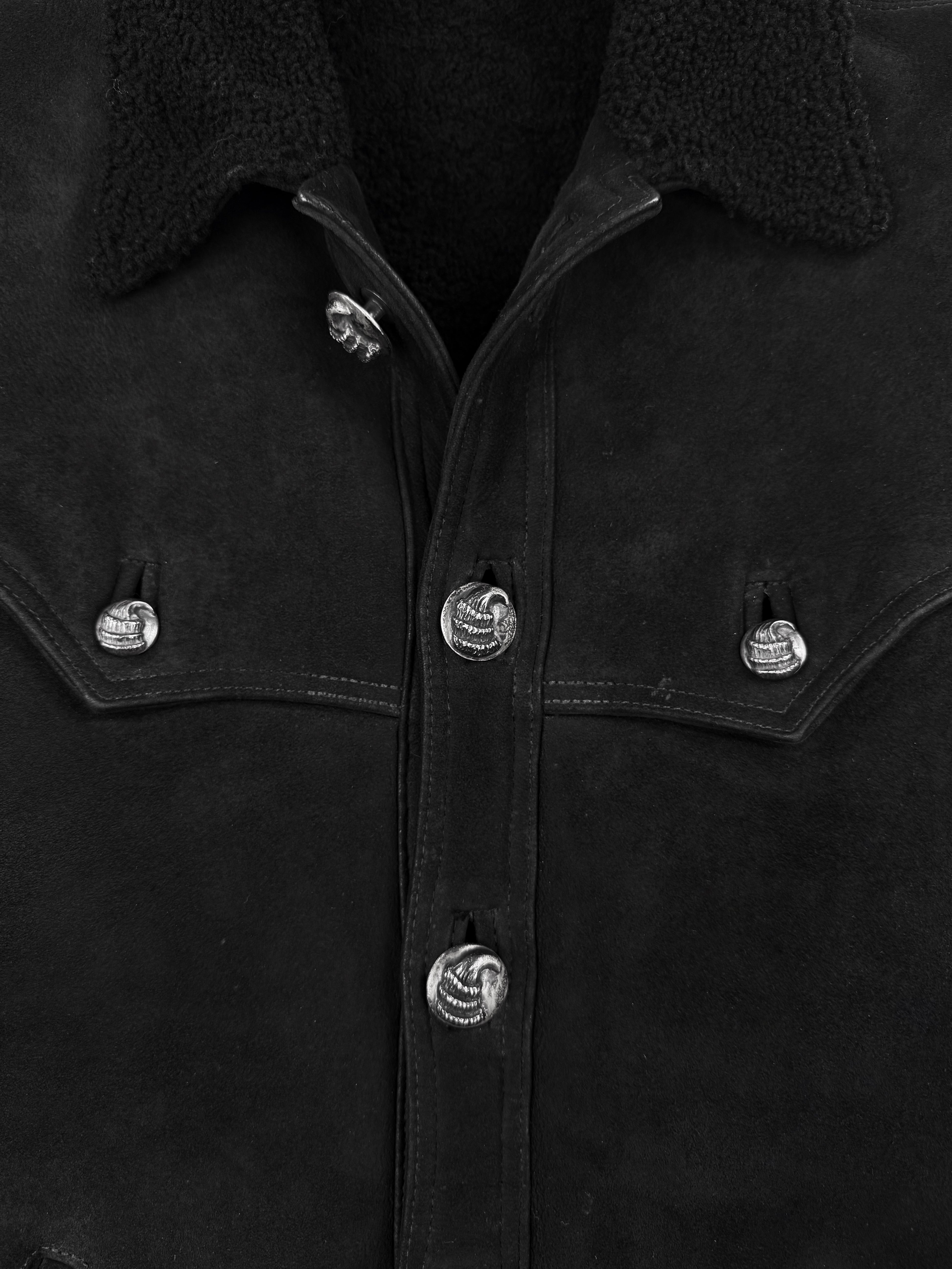 Chrome Hearts Shearling Lined Black Suede Talon Jacket