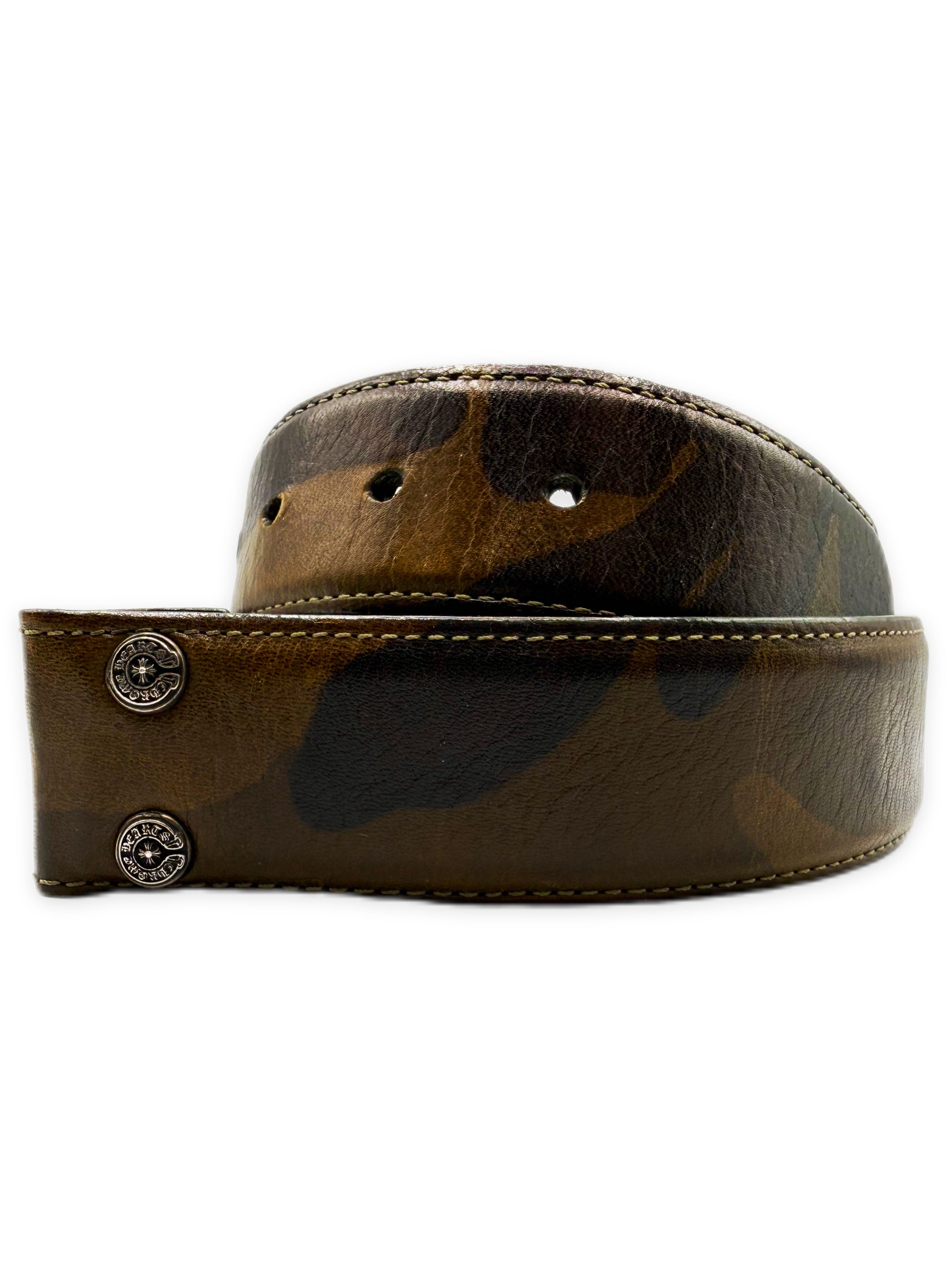 Chrome Hearts Green Camo Leather .925 Silver Belt Strap