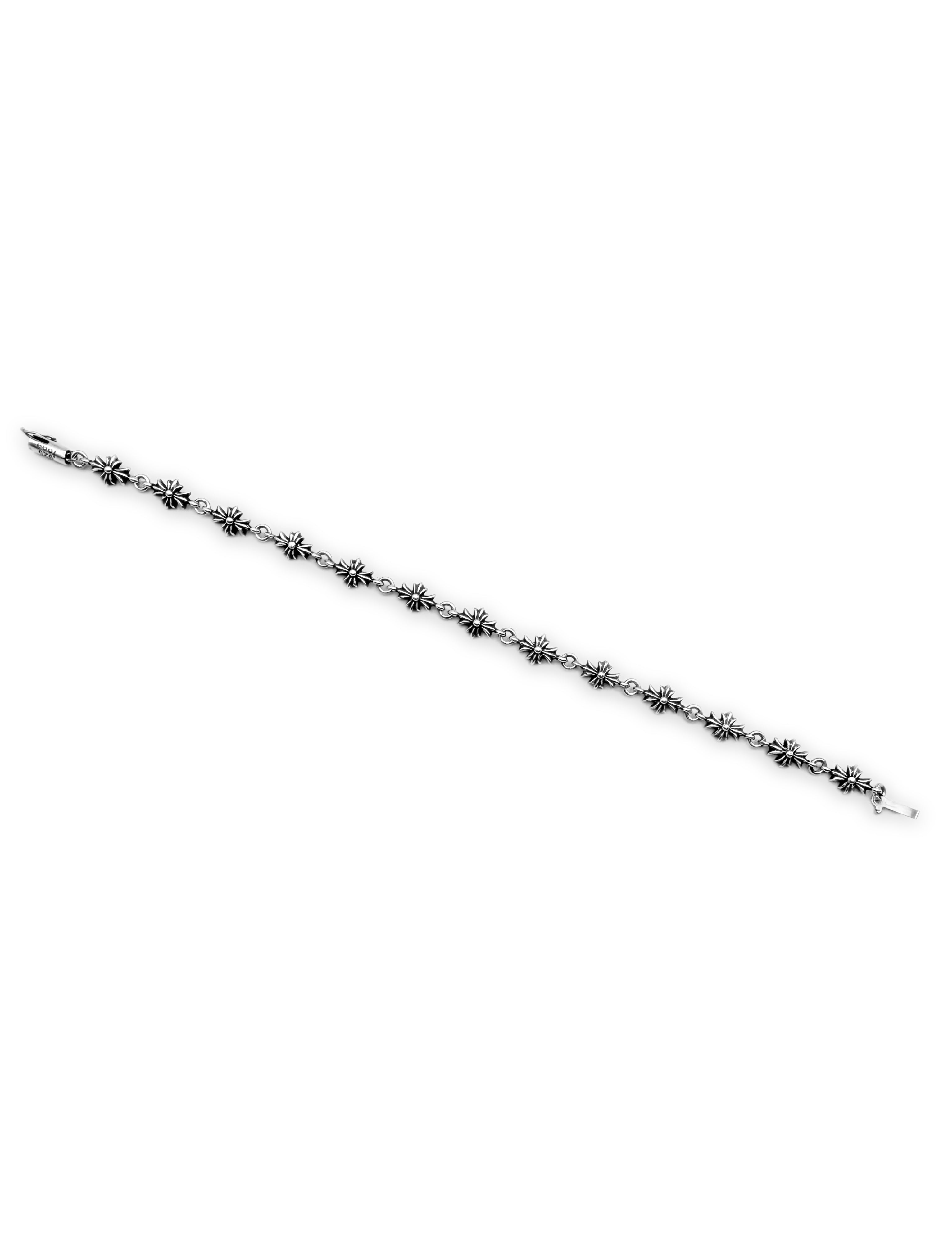 Chrome Hearts 13 Link Tiny E Cross .925 Silver Bracelet