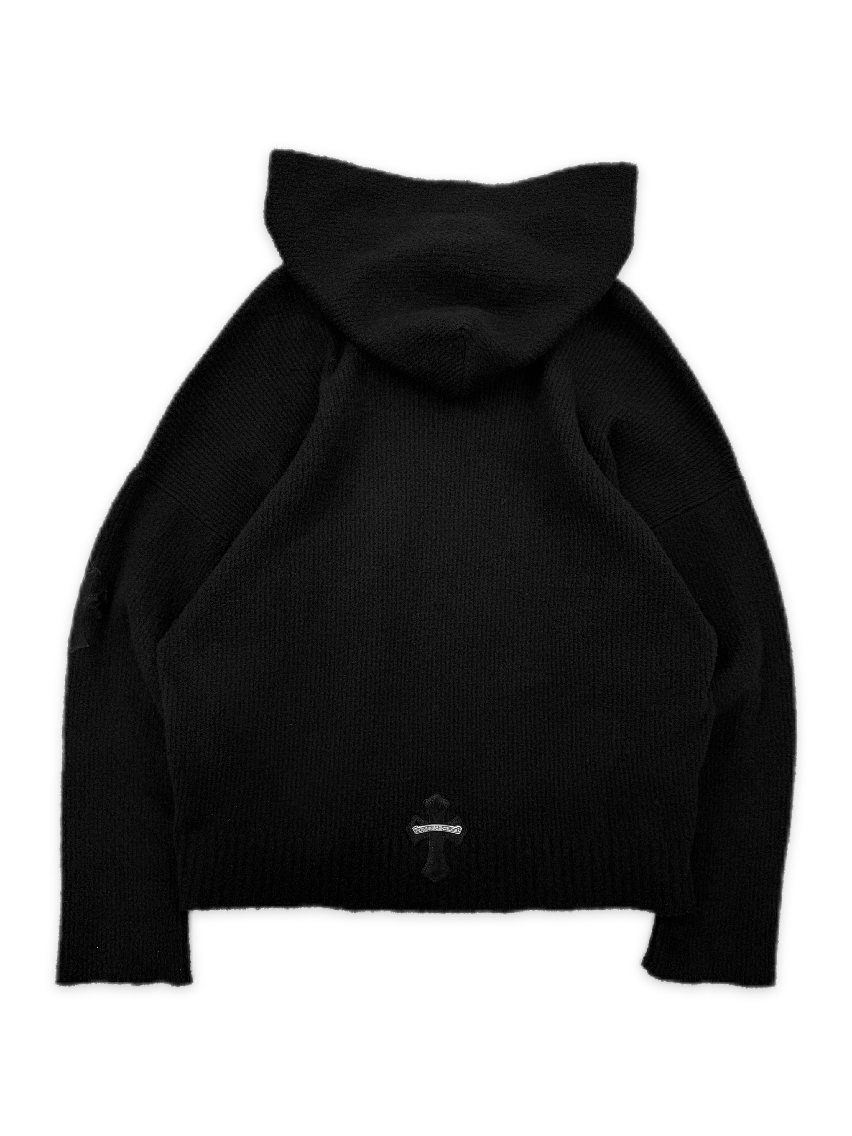 Chrome Hearts Pony Hair Triple Cross Patch Knit Hoodie
