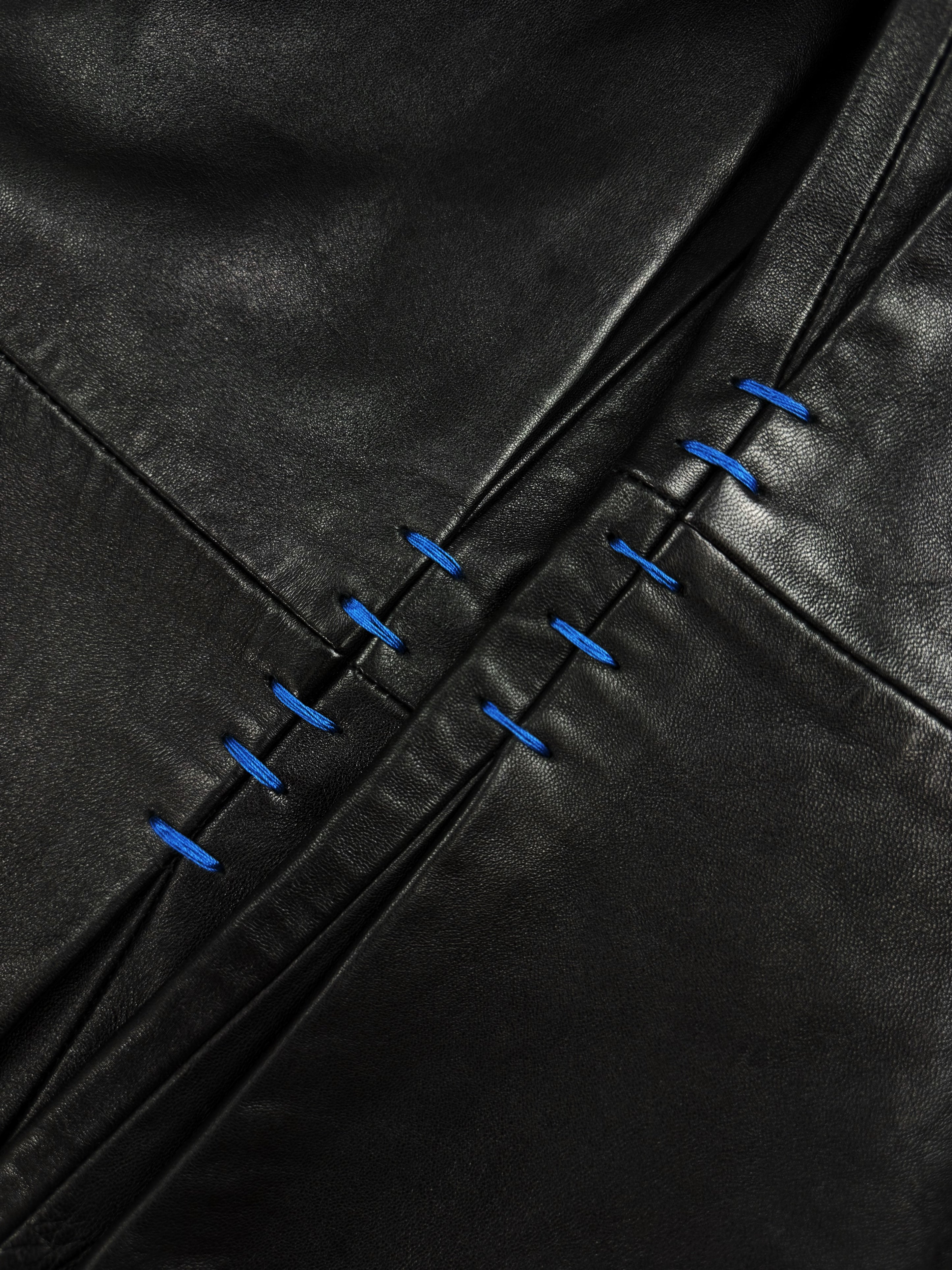 Enfants Riches Deprimes Flared Leather Blue Stitch Pants
