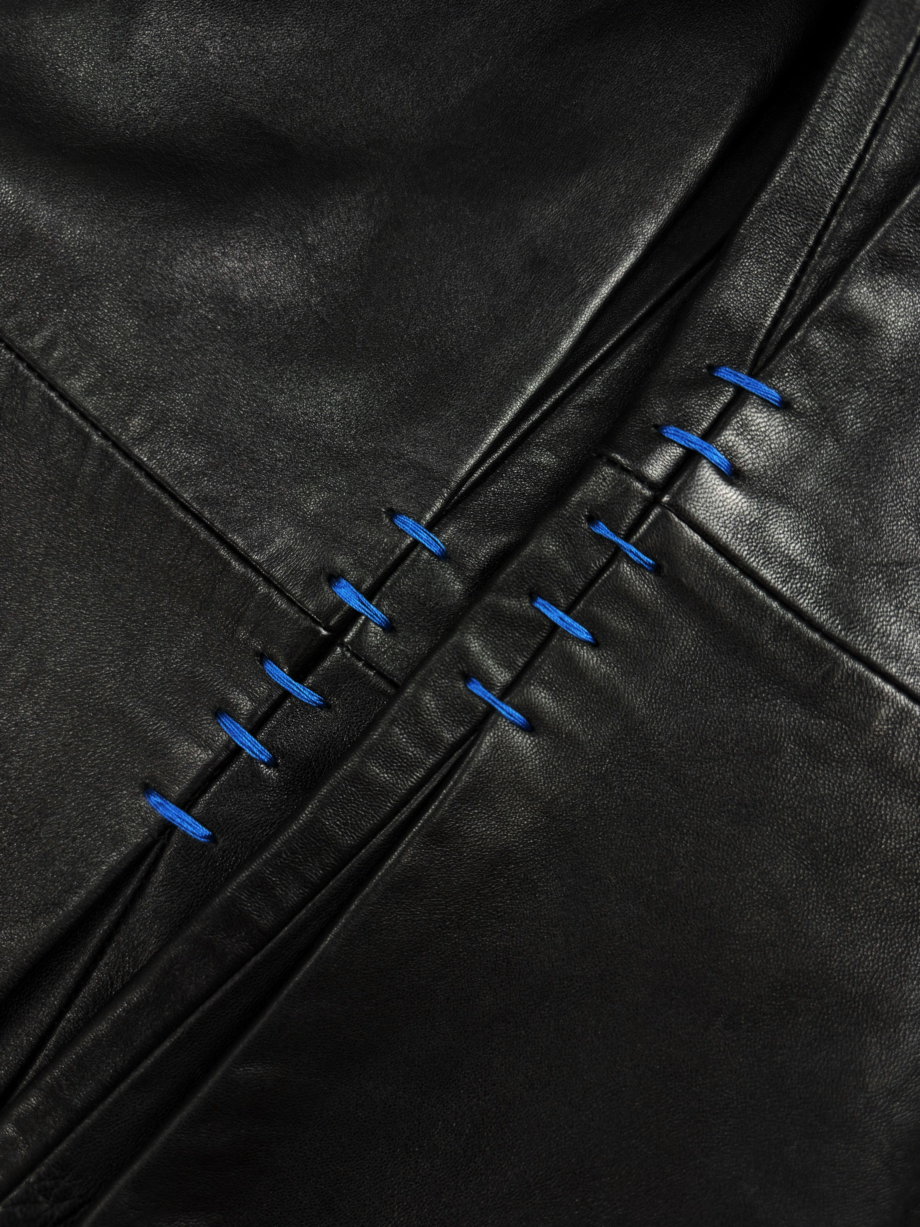 Enfants Riches Deprimes Flared Leather Blue Stitch Pants