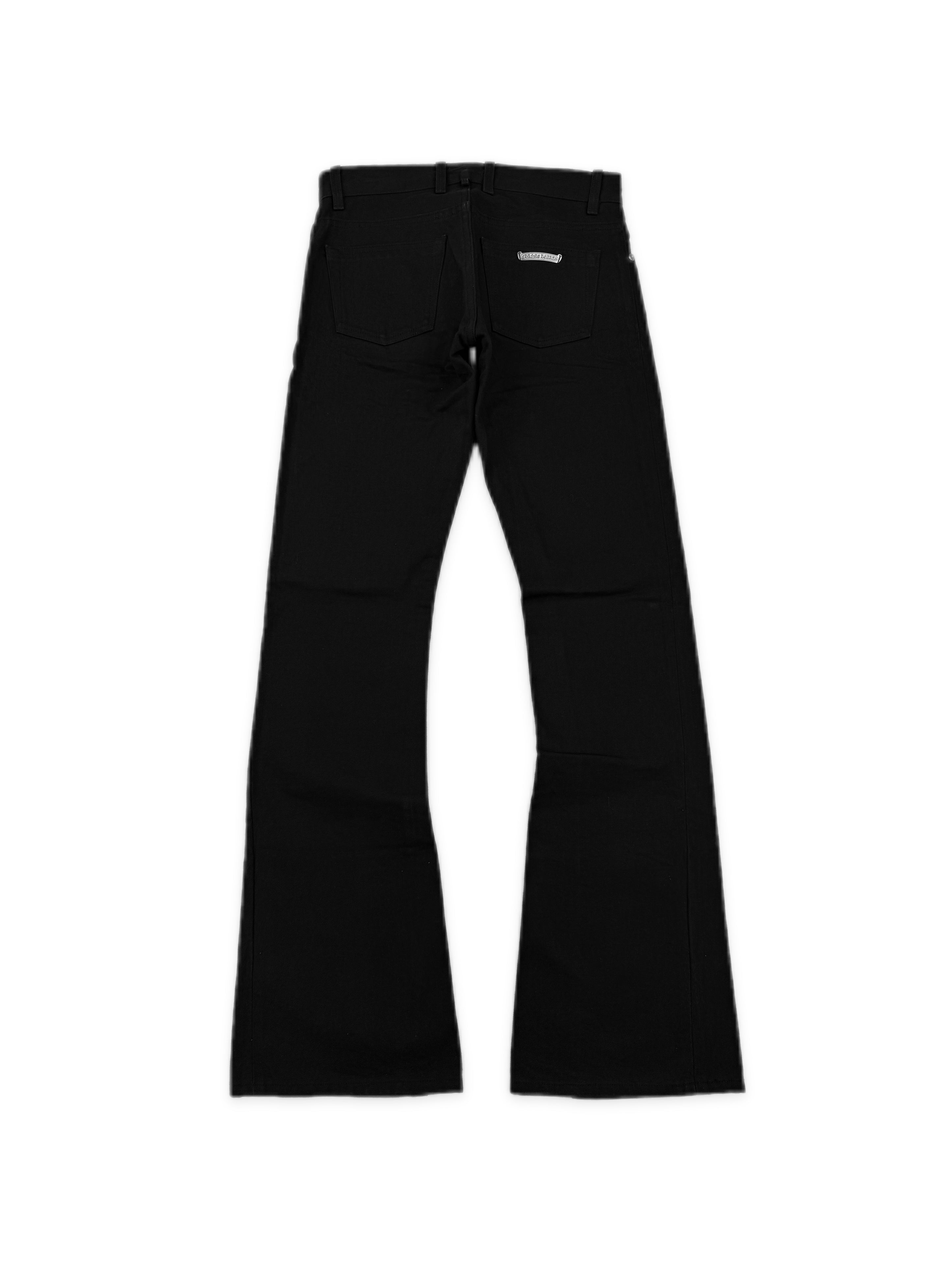 Chrome Hearts RS Cut Flared Long Black Denim Jeans