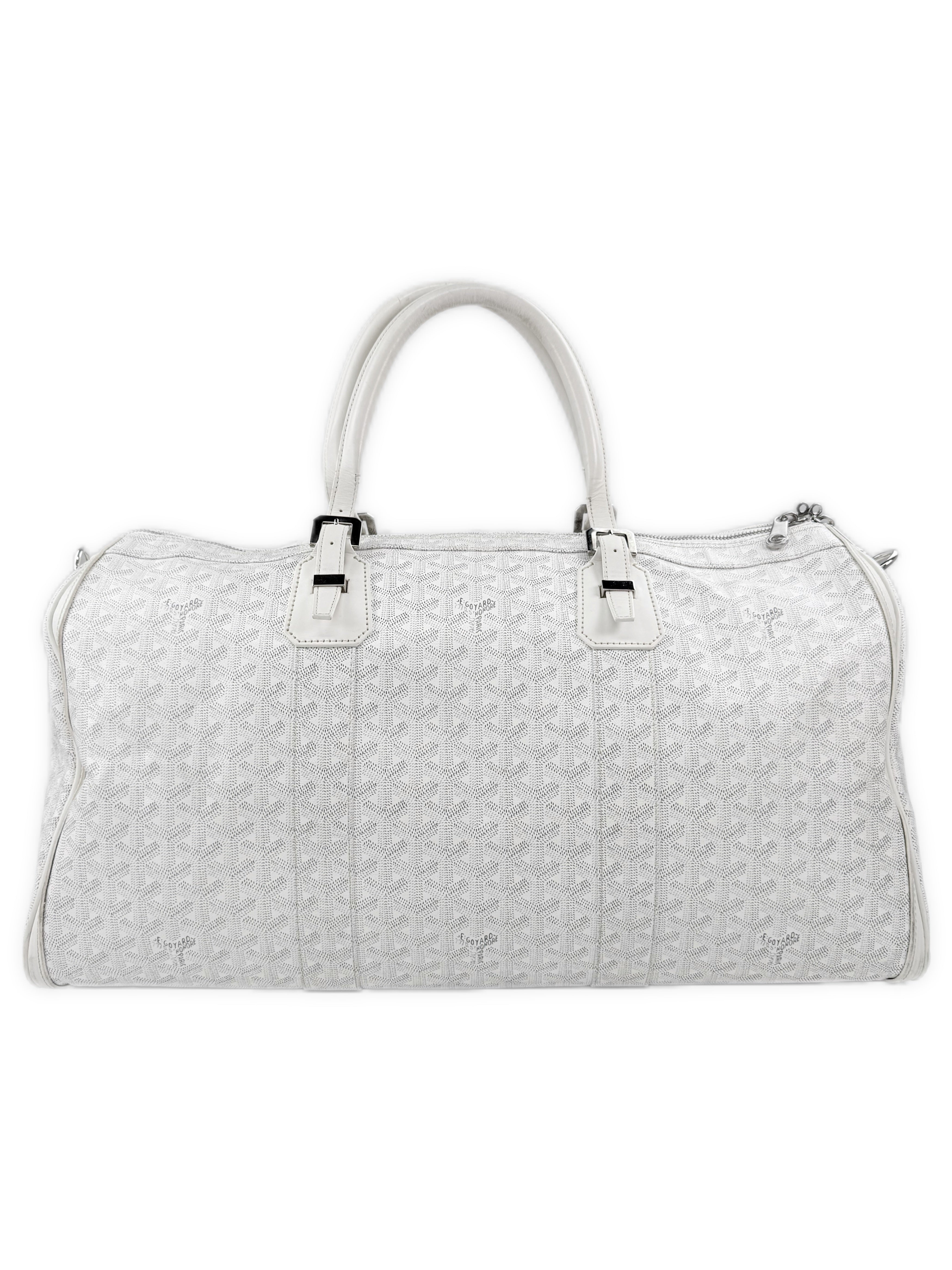 Goyard Boeing 55 White Goyardine Monogram Large Duffle Bag