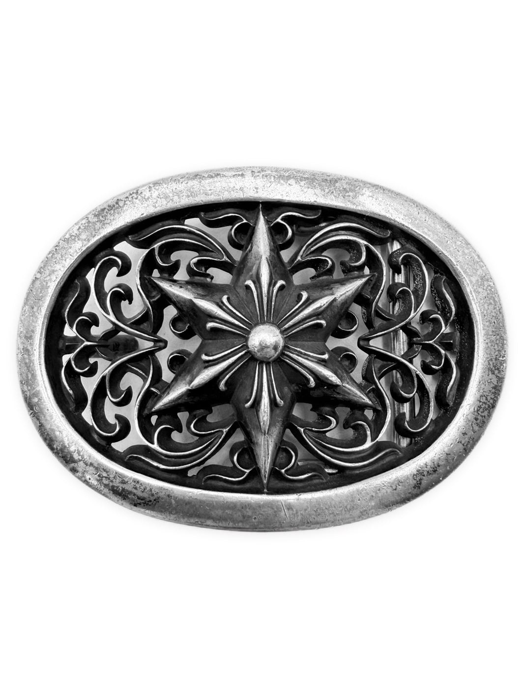 Chrome Hearts 6 Point Star 1.5 in Silver Oval Belt Buckle