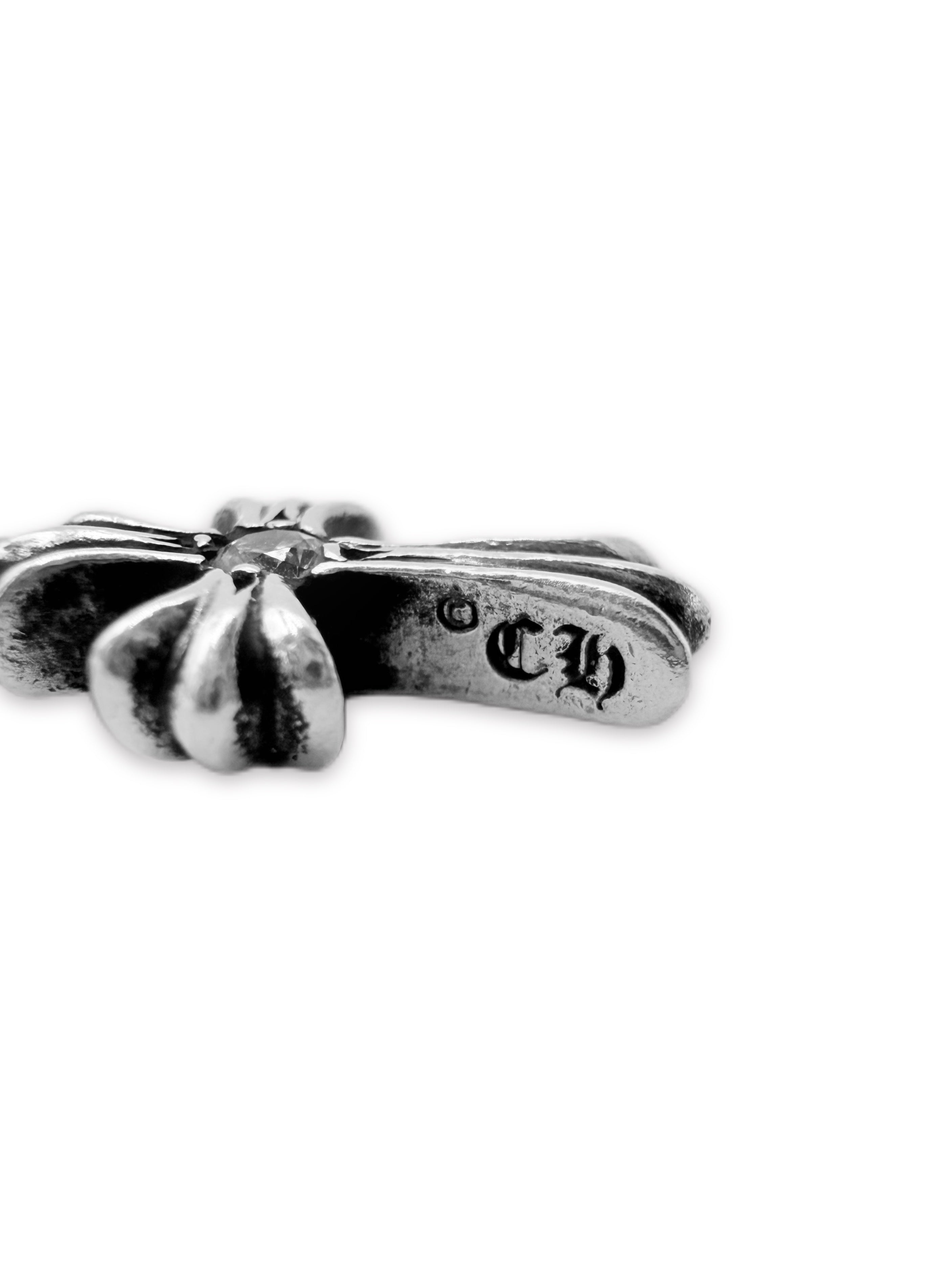 Chrome Hearts Diamond Factory Set Baby Fat Silver Cross Pendant