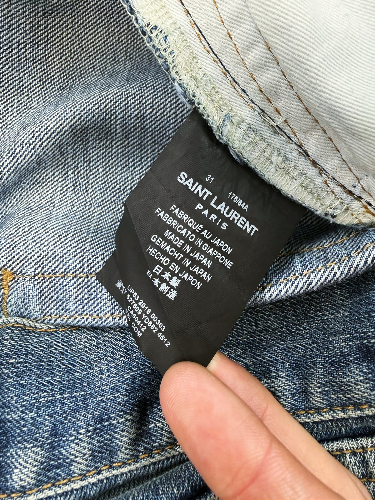 Saint Laurent Paris D02 Distressed Light Wash Skinny Jeans